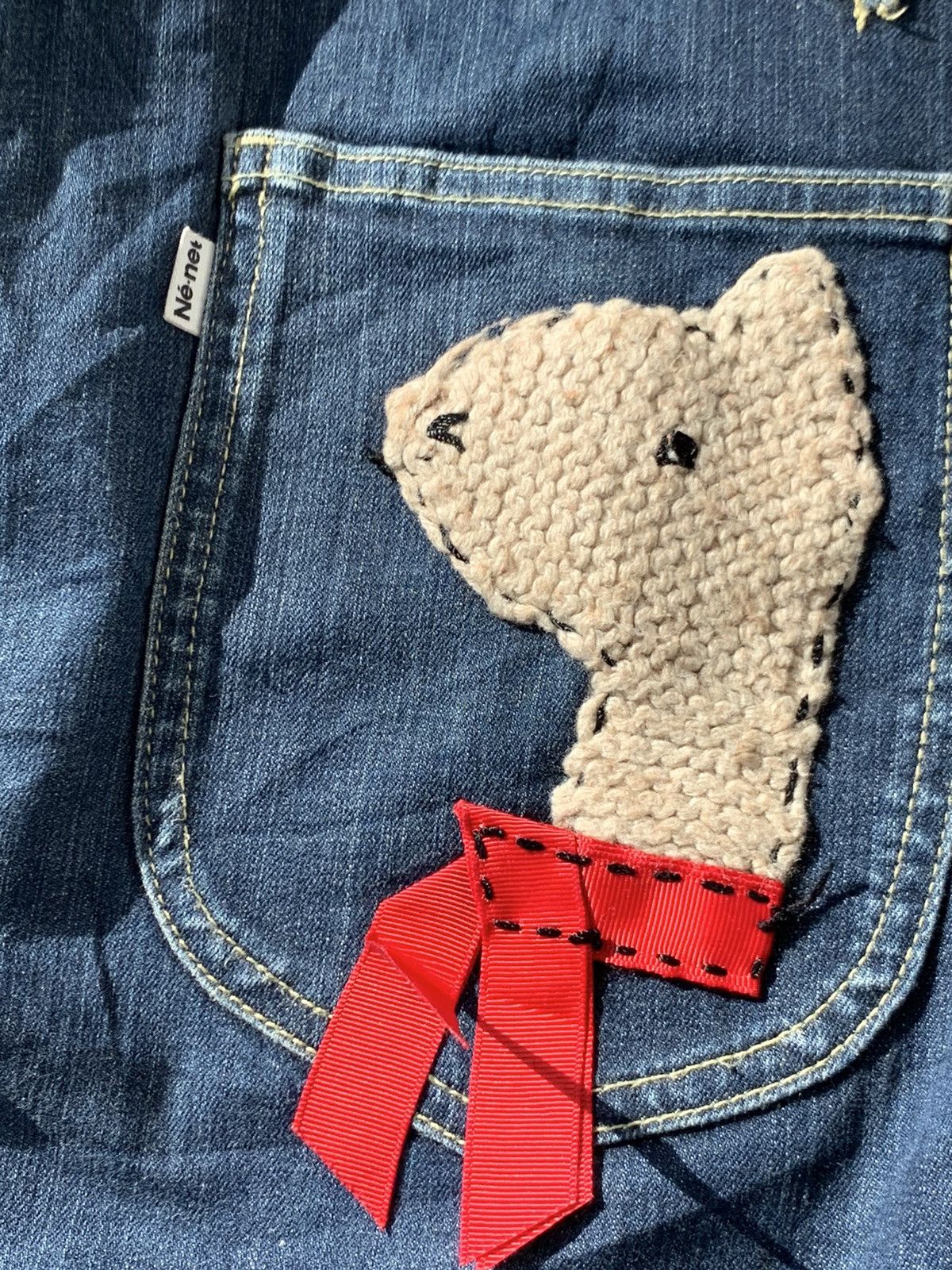 Issey Miyake Grailed🔥 Ne-Net Rare Baggy Embroidered Bear Denim Pants Size US 31 - 5 Thumbnail