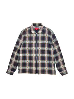 Supreme Plaid Flannel Zip Up Shirt | Grailed