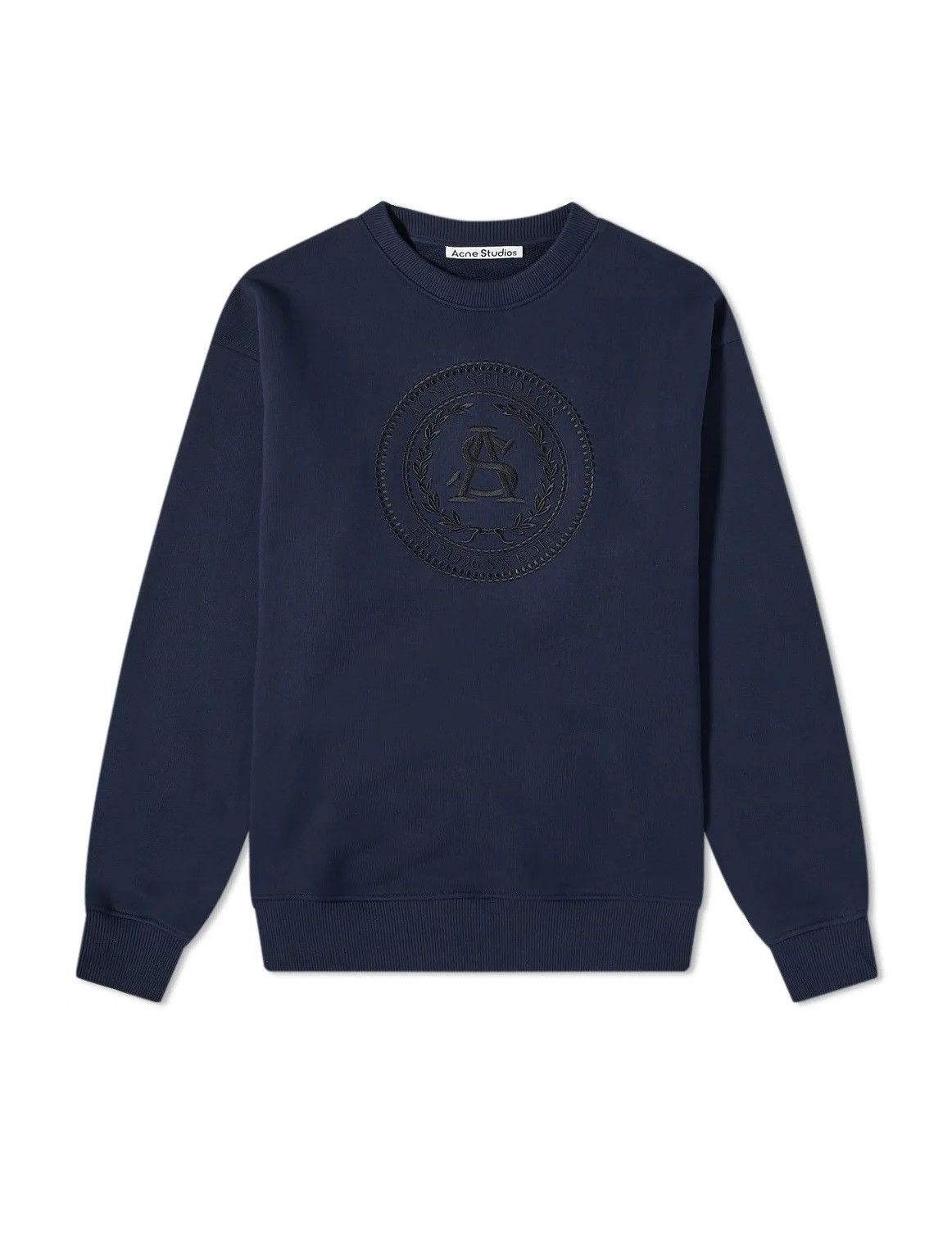 image of Acne Studios Forban Embroidered Sweatshirt - Navy, Men's (Size Medium)