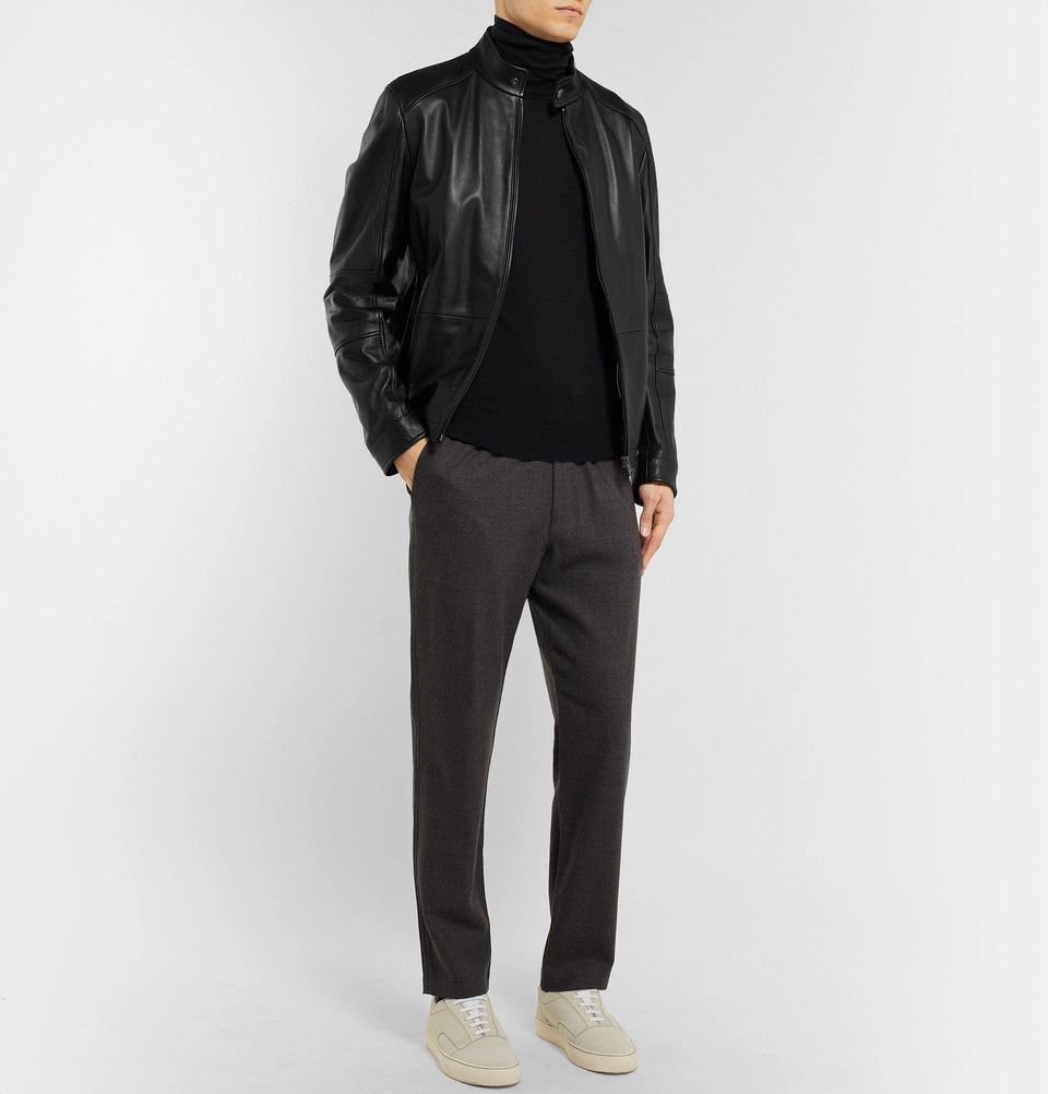 Hugo Boss Hugo Boss Café Racer Jacket -- Black Lambskin Leather Size US L / EU 52-54 / 3 - 13 Thumbnail