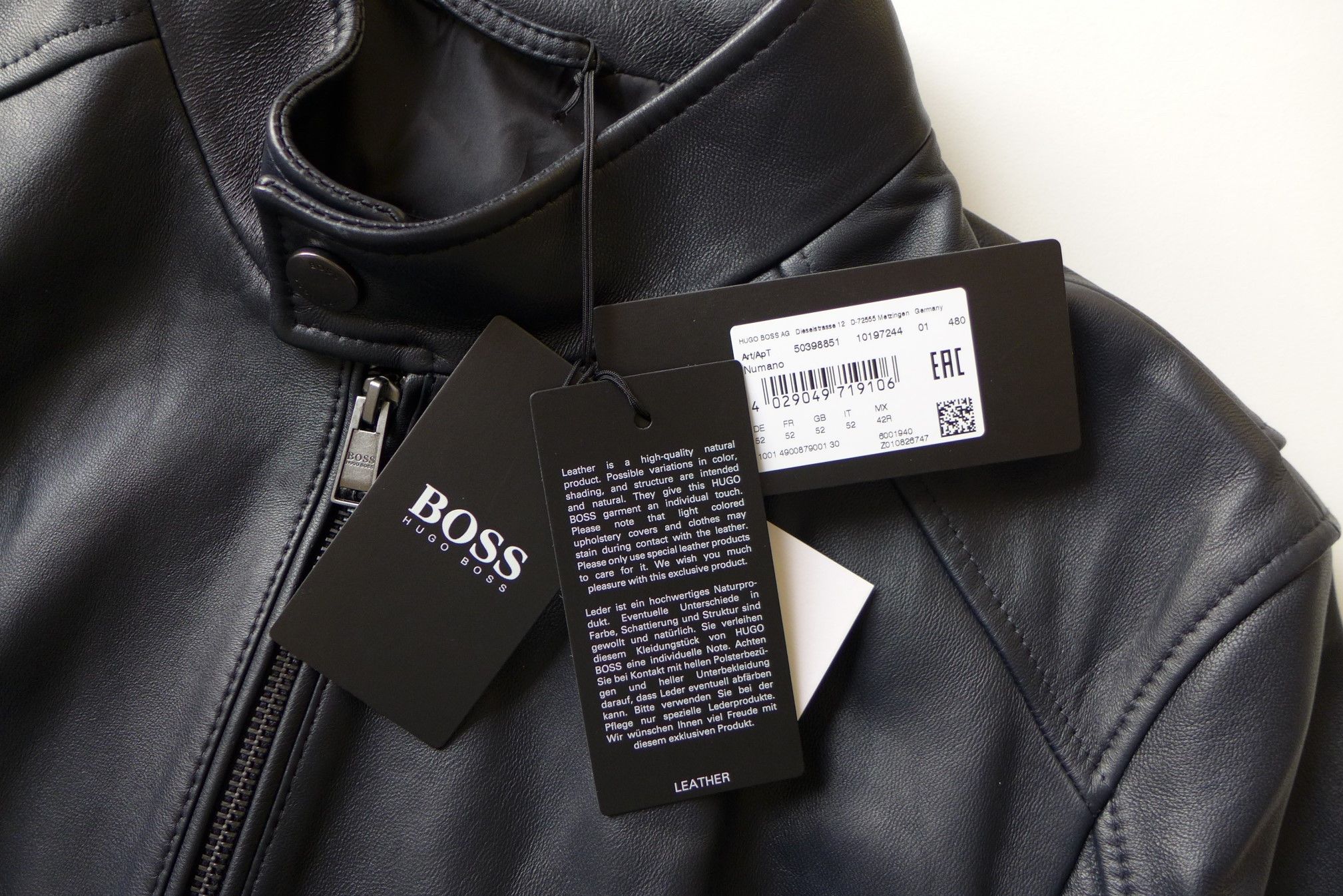 Hugo Boss Hugo Boss Café Racer Jacket -- Black Lambskin Leather Size US L / EU 52-54 / 3 - 8 Thumbnail
