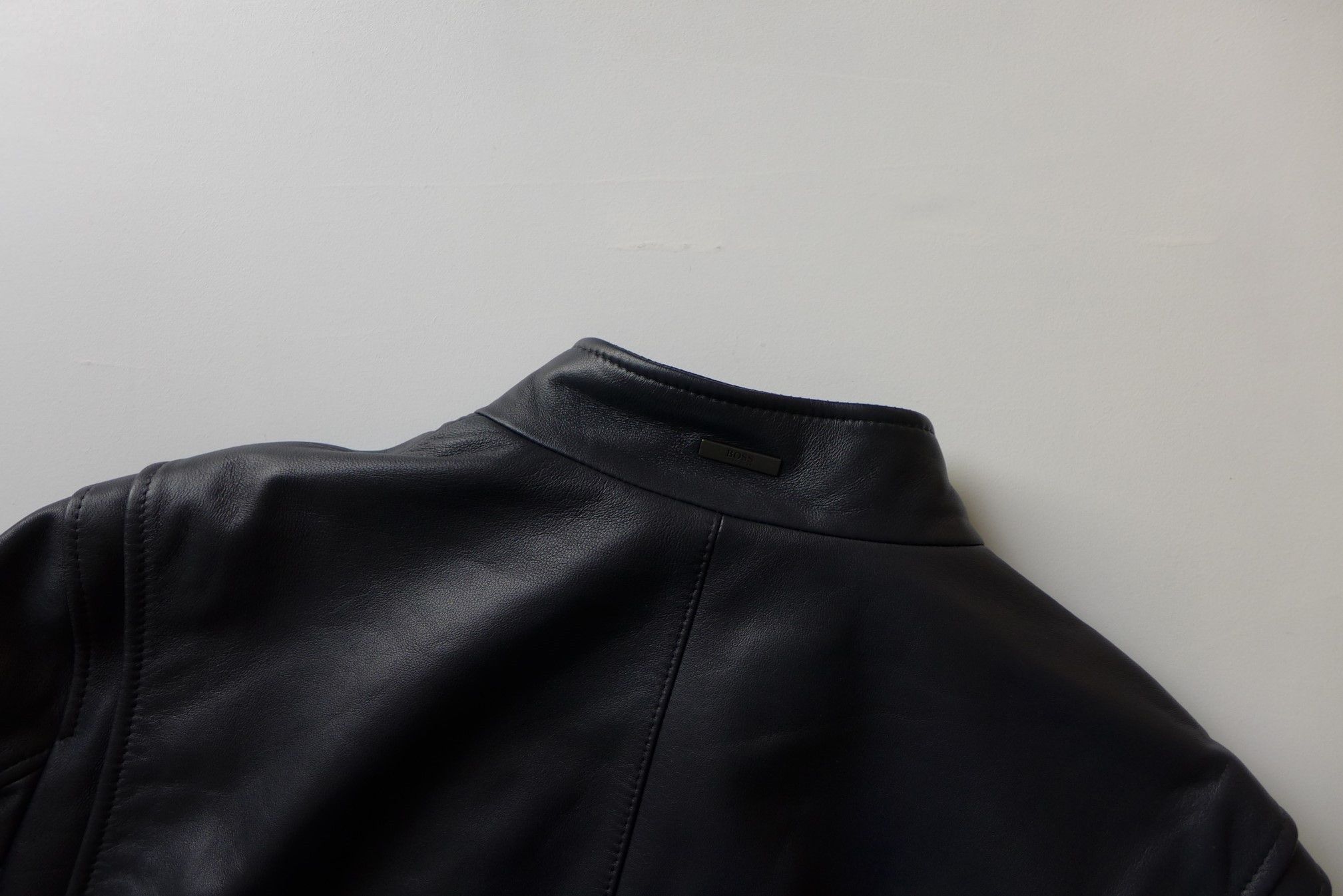 Hugo Boss Hugo Boss Café Racer Jacket -- Black Lambskin Leather Size US L / EU 52-54 / 3 - 6 Thumbnail