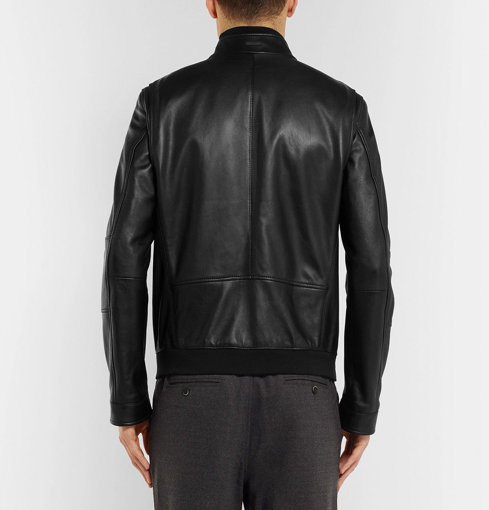 Hugo Boss Hugo Boss Café Racer Jacket -- Black Lambskin Leather Size US L / EU 52-54 / 3 - 12 Thumbnail