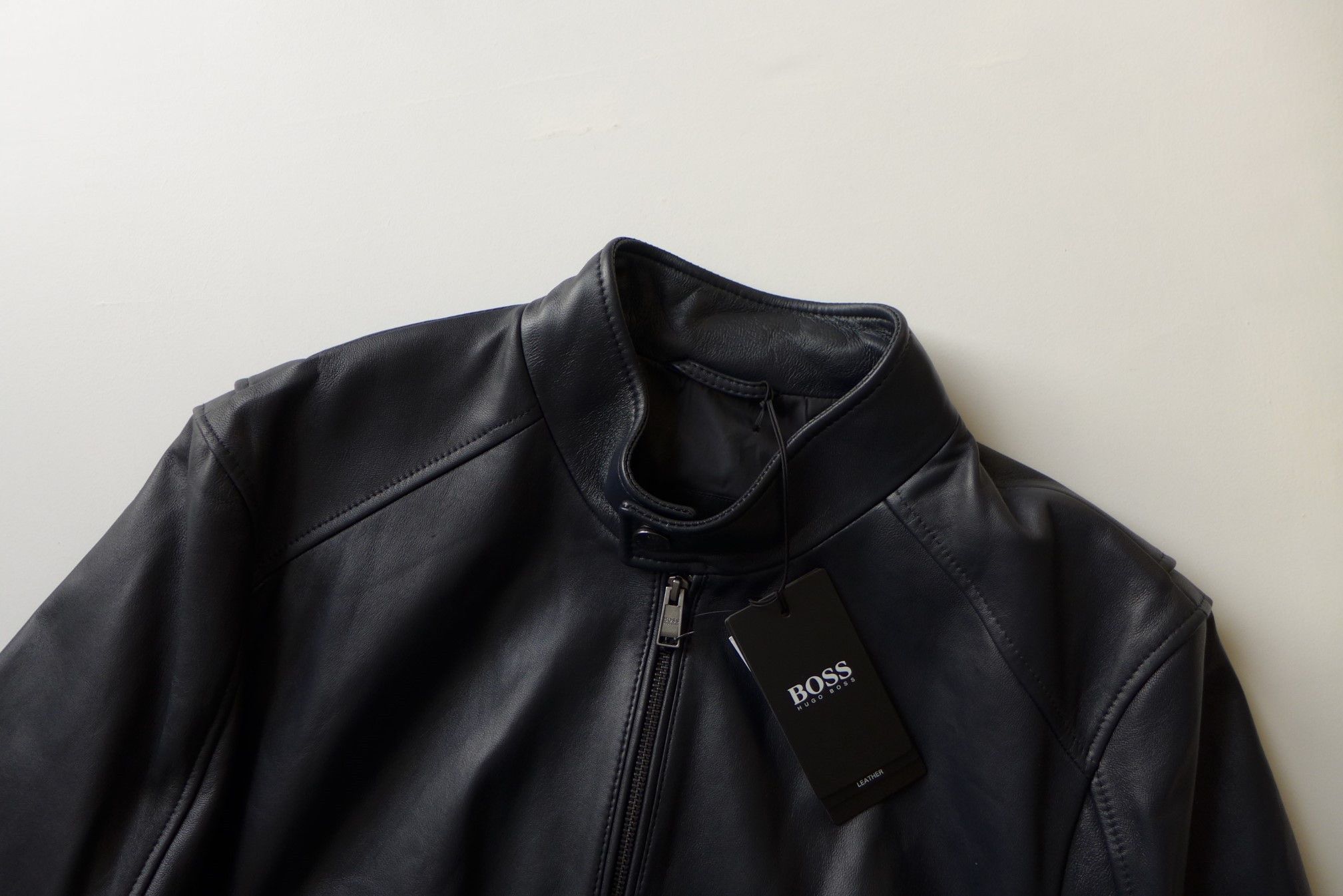 Hugo Boss Hugo Boss Café Racer Jacket -- Black Lambskin Leather Size US L / EU 52-54 / 3 - 5 Thumbnail