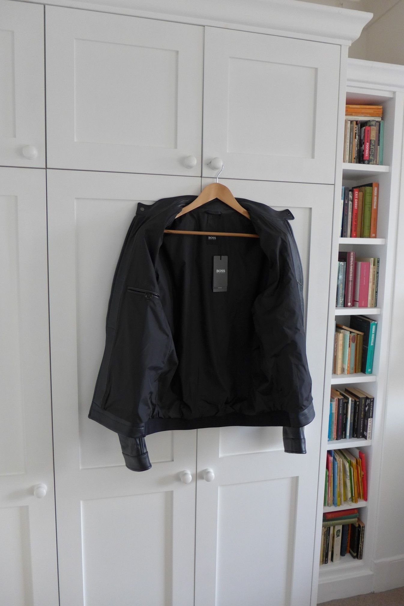 Hugo Boss Hugo Boss Café Racer Jacket -- Black Lambskin Leather Size US L / EU 52-54 / 3 - 4 Thumbnail