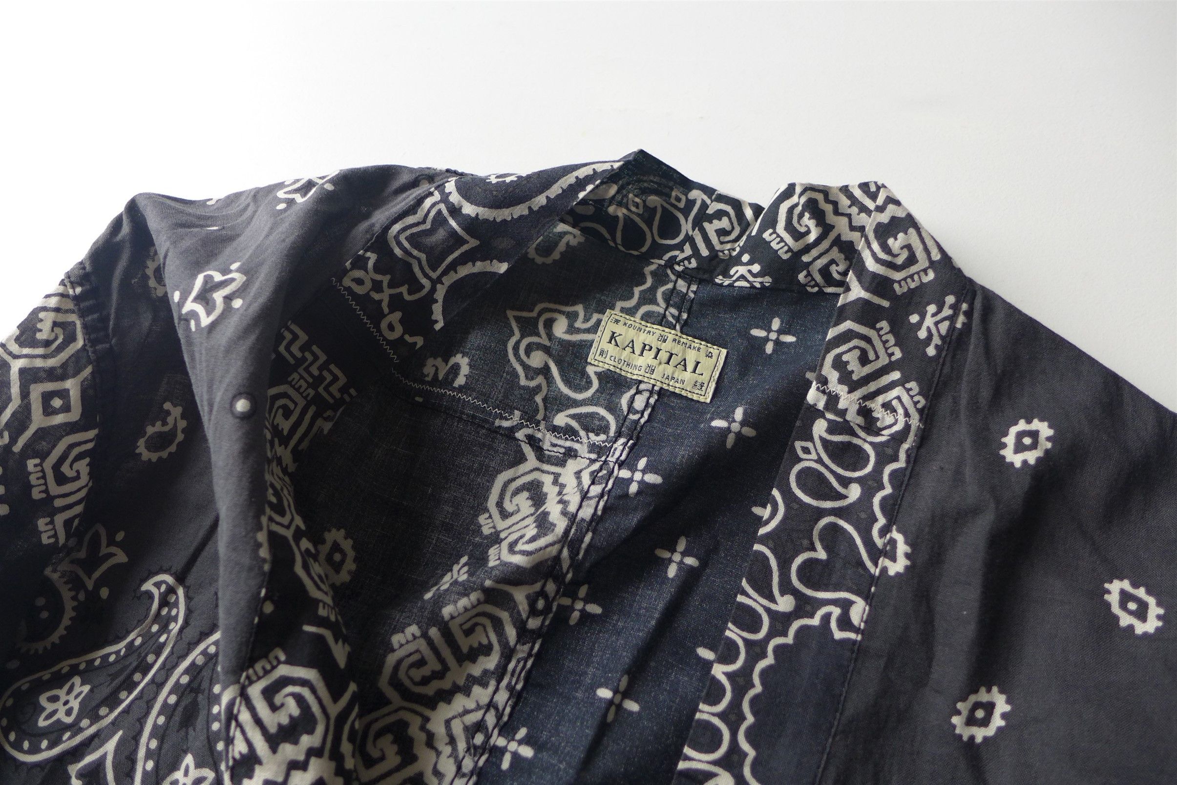 Kapital Kapital Kakashi Bandana Patchwork Kimono Shirt - Black Size US L / EU 52-54 / 3 - 3 Thumbnail