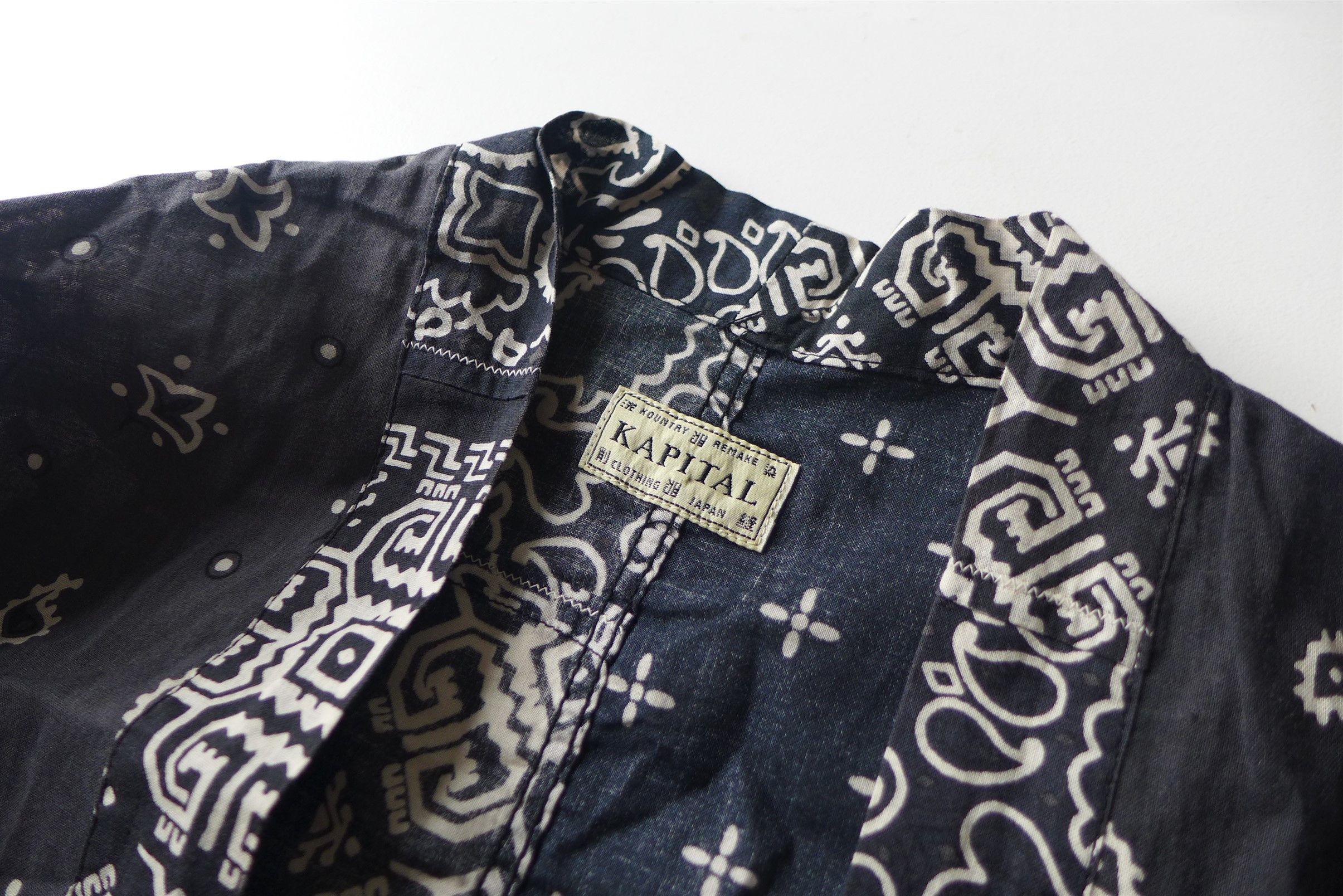 Kapital Kapital Kakashi Bandana Patchwork Kimono Shirt - Black Size US L / EU 52-54 / 3 - 4 Thumbnail