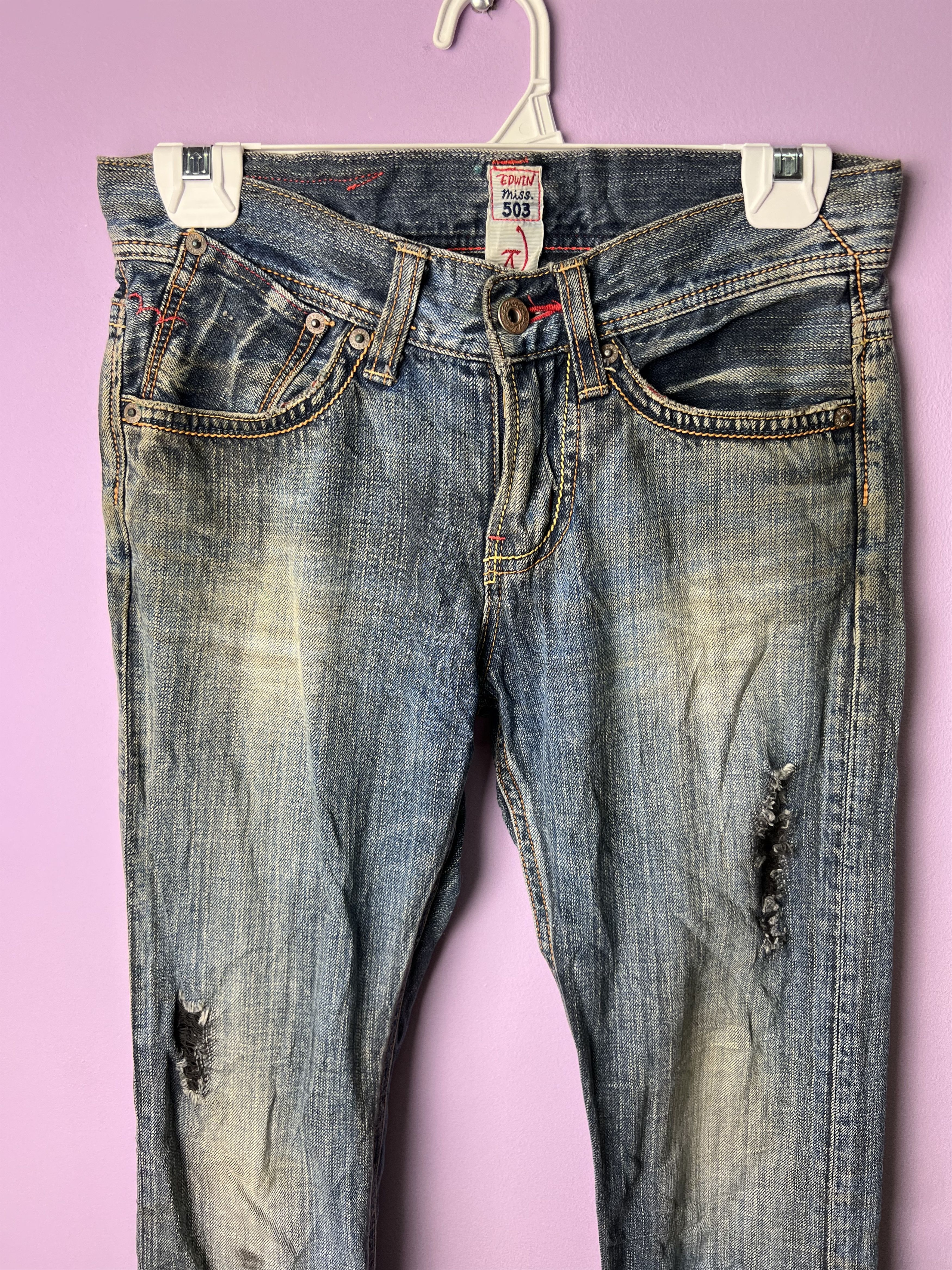 Edwin 🔥Edwin Miss 504 Rude Distressed Denim Size 29" - 10 Thumbnail