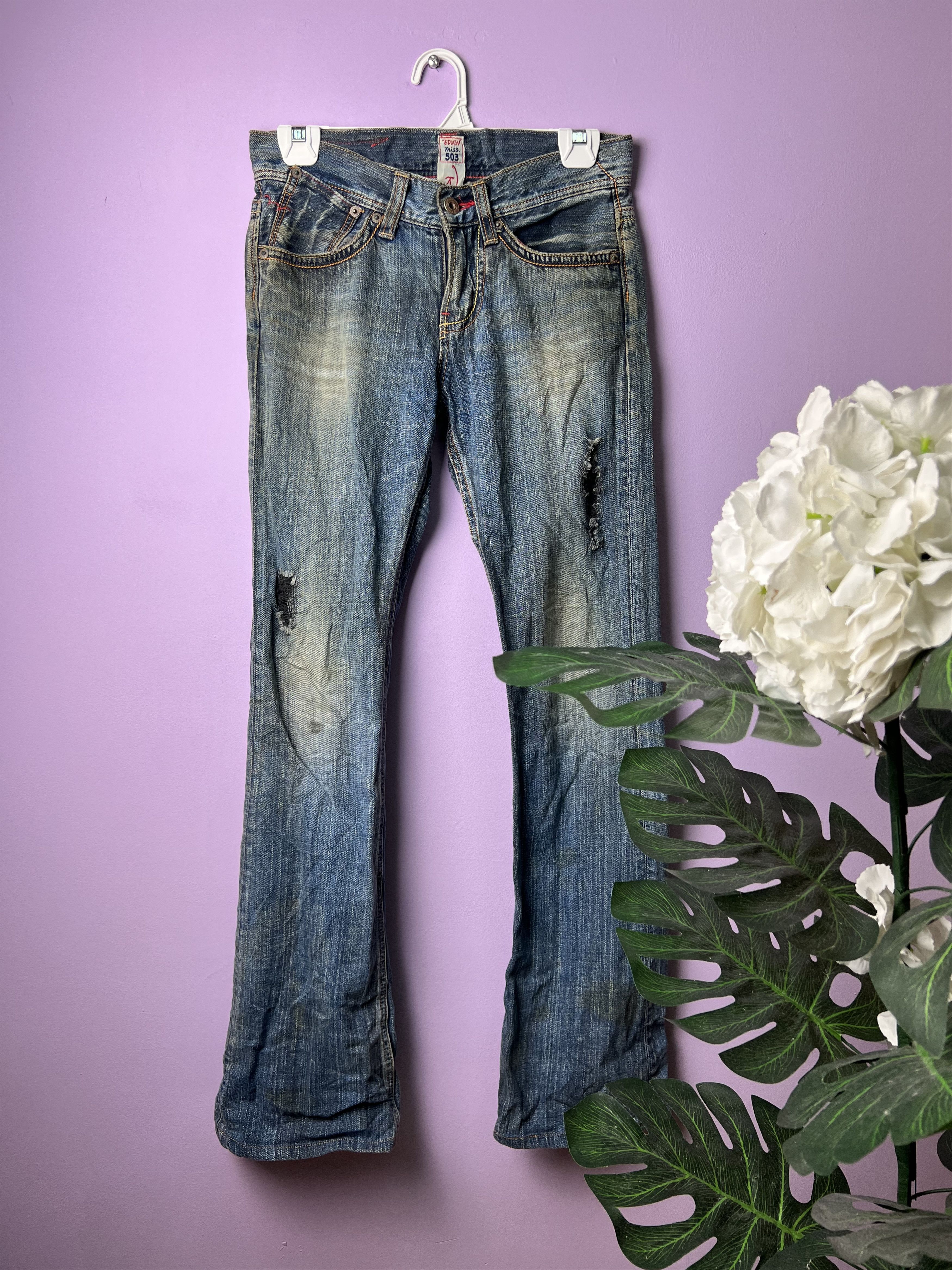 Edwin 🔥Edwin Miss 504 Rude Distressed Denim Size 29" - 1 Thumbnail