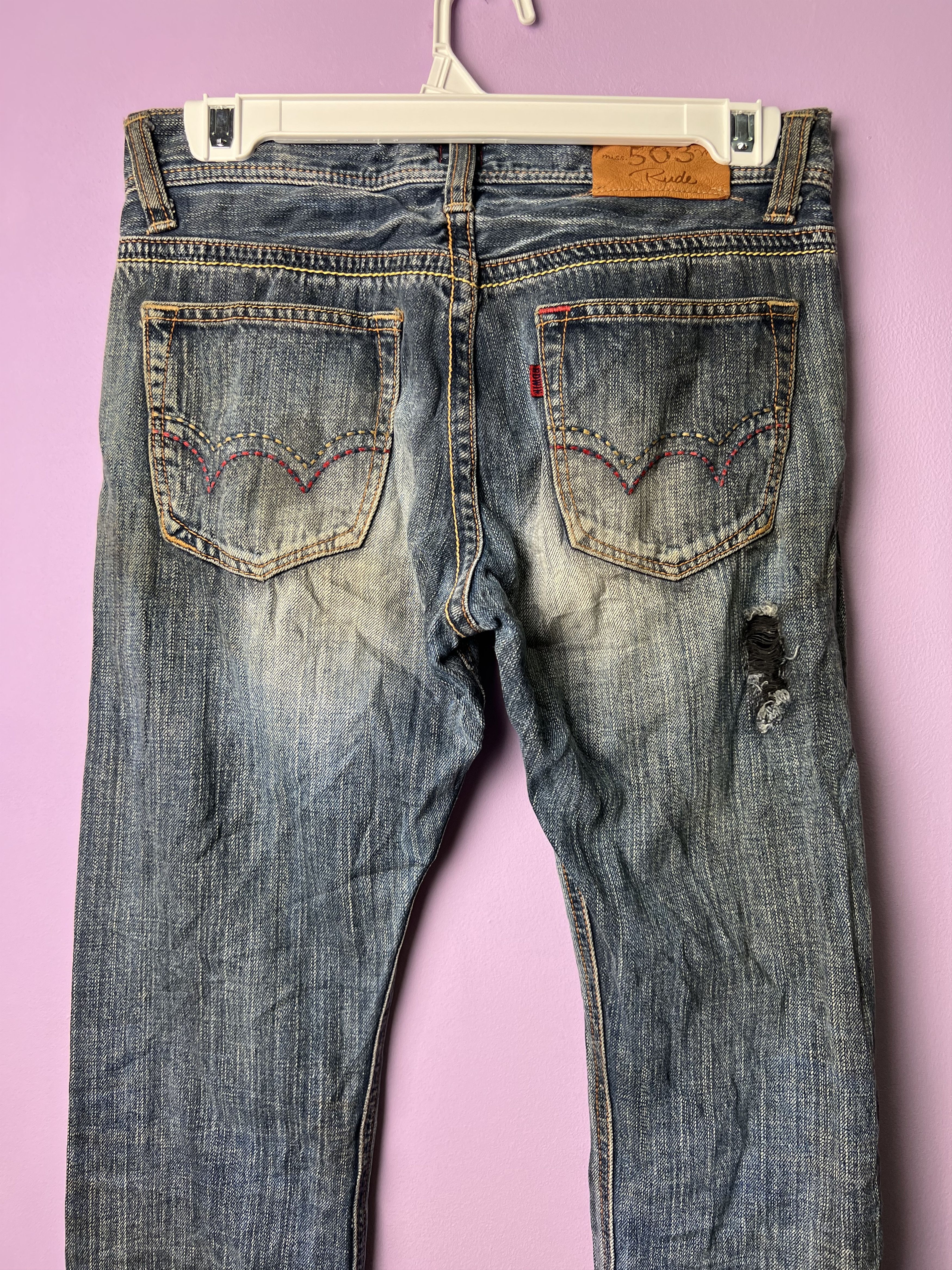 Edwin 🔥Edwin Miss 504 Rude Distressed Denim Size 29" - 19 Thumbnail