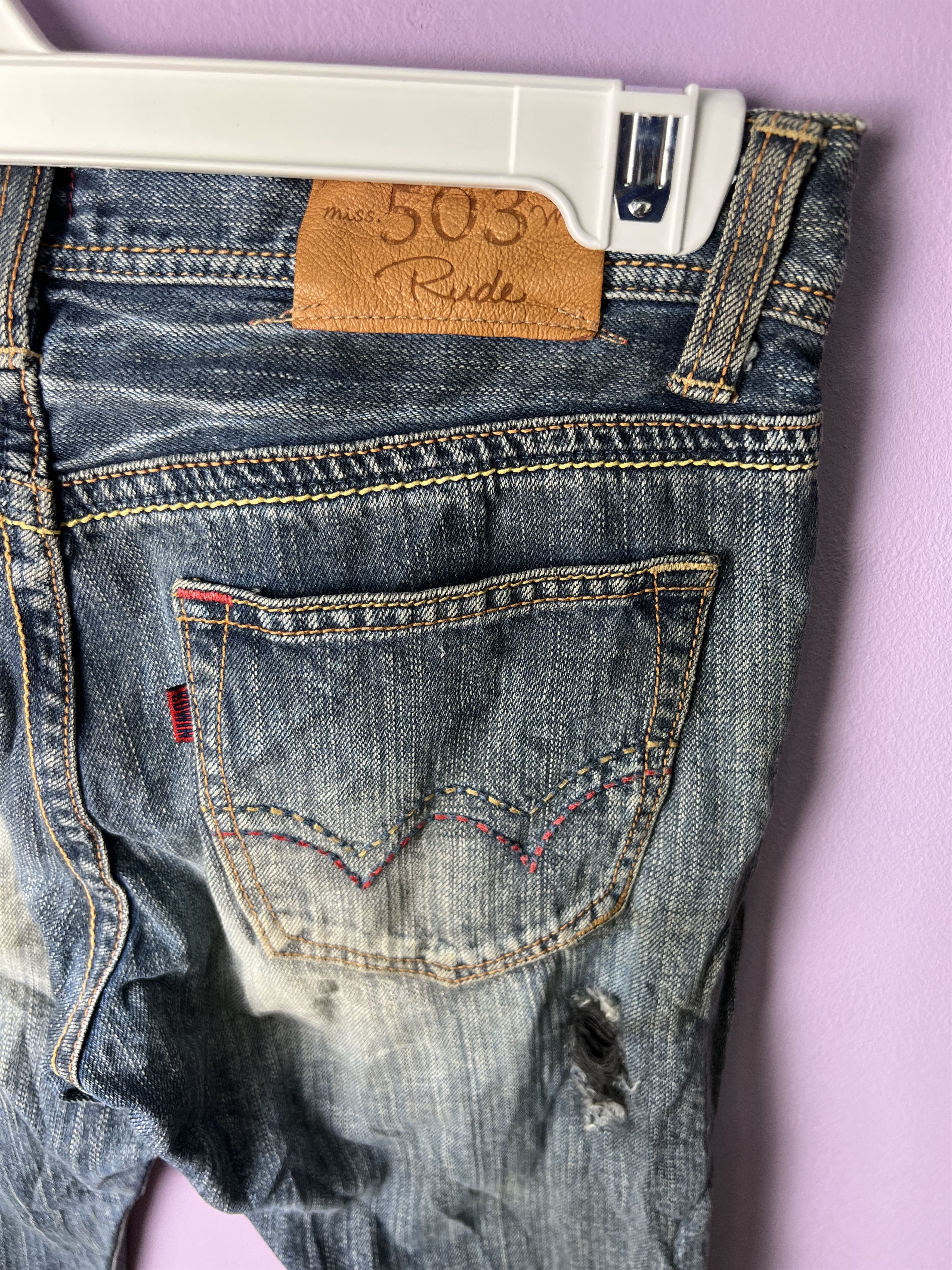 Edwin 🔥Edwin Miss 504 Rude Distressed Denim Size 29" - 16 Thumbnail