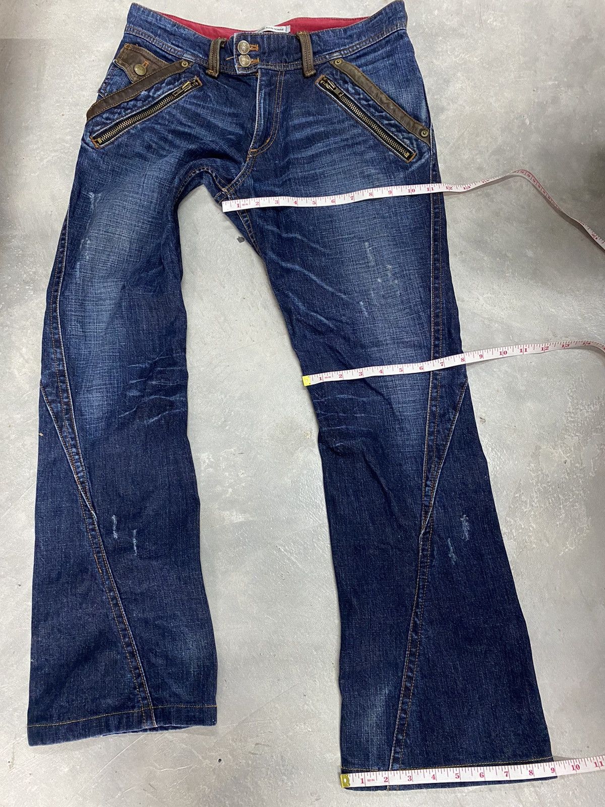 If Six Was Nine × Japanese Brand × Michel Klein Japanese Brand MK Homme Paris Extra Leather Flared Denim Size US 32 / EU 48 - 23 Thumbnail
