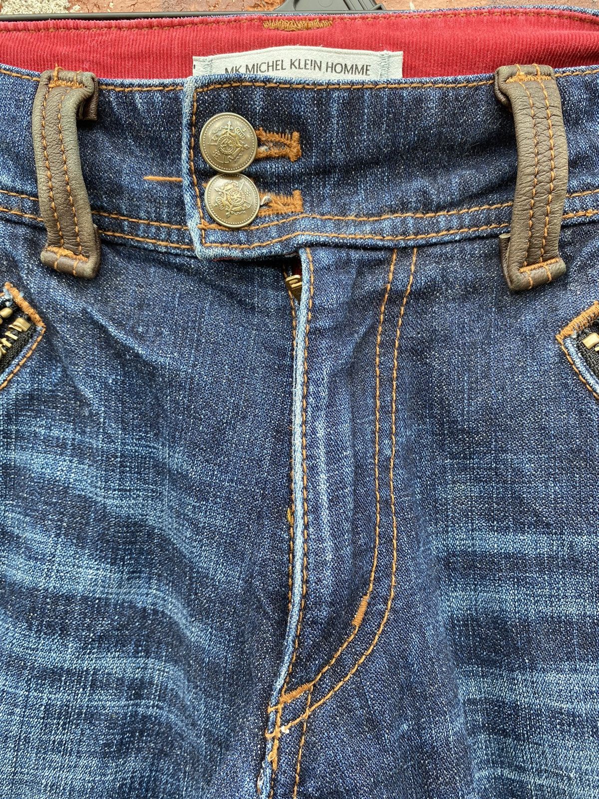 If Six Was Nine × Japanese Brand × Michel Klein Japanese Brand MK Homme Paris Extra Leather Flared Denim Size US 32 / EU 48 - 5 Thumbnail
