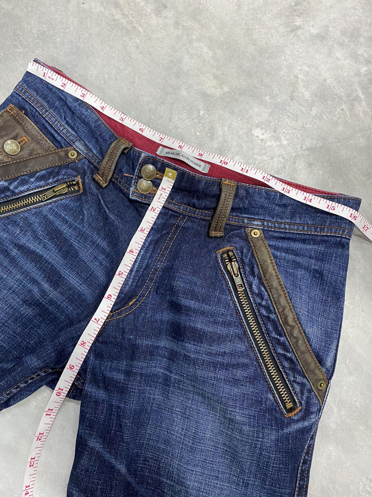 If Six Was Nine × Japanese Brand × Michel Klein Japanese Brand MK Homme Paris Extra Leather Flared Denim Size US 32 / EU 48 - 22 Thumbnail
