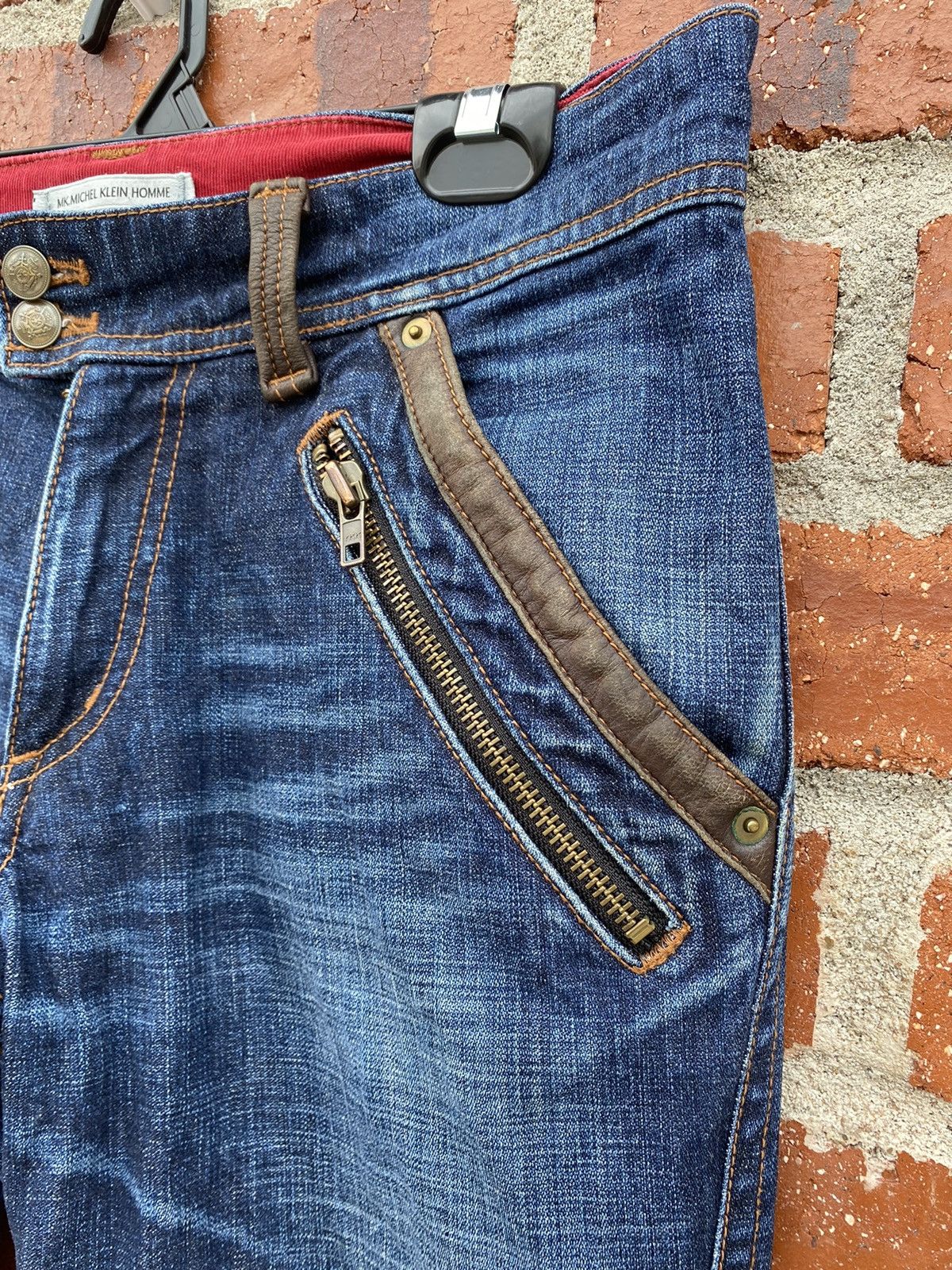 If Six Was Nine × Japanese Brand × Michel Klein Japanese Brand MK Homme Paris Extra Leather Flared Denim Size US 32 / EU 48 - 3 Thumbnail