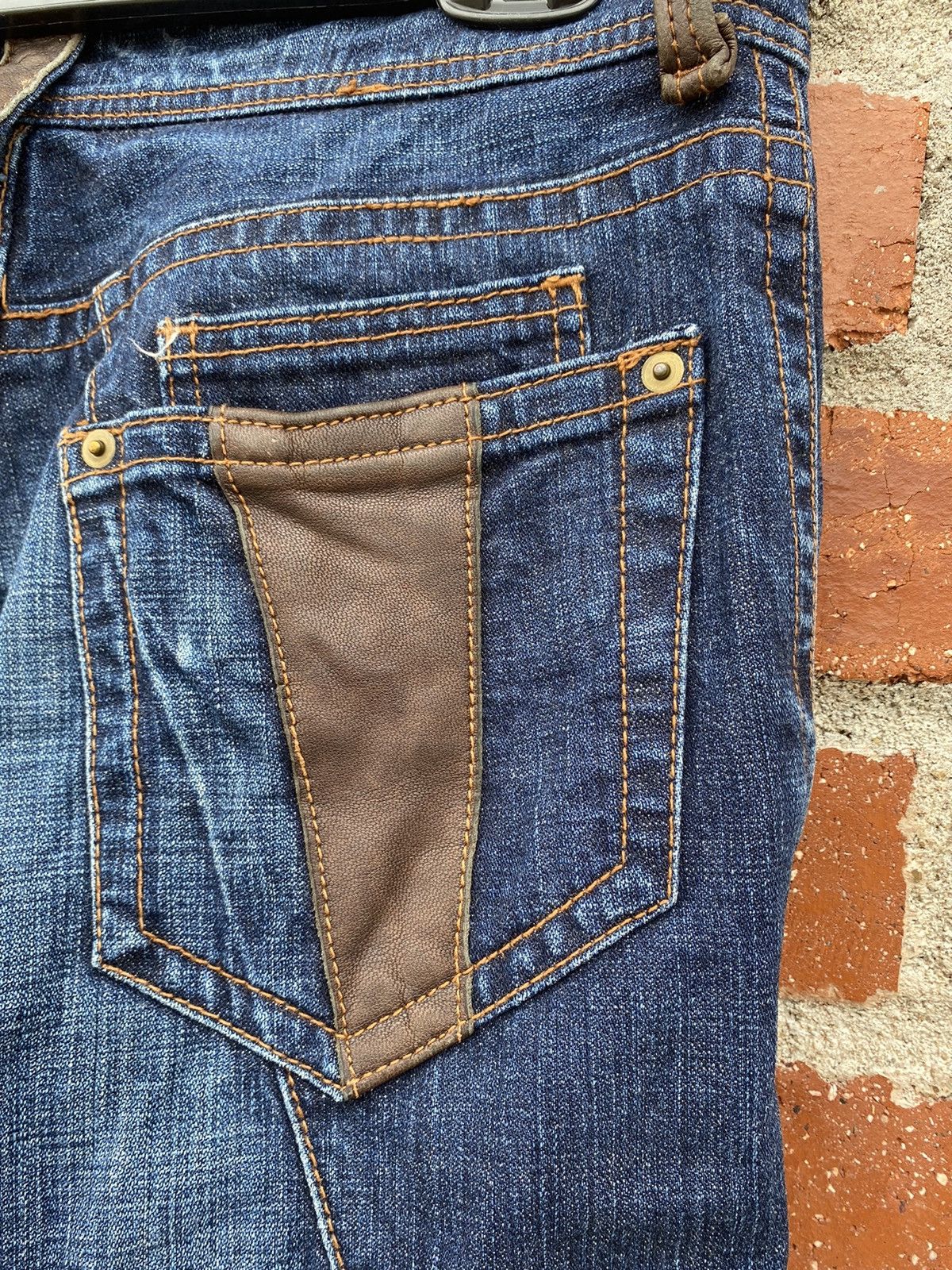If Six Was Nine × Japanese Brand × Michel Klein Japanese Brand MK Homme Paris Extra Leather Flared Denim Size US 32 / EU 48 - 13 Thumbnail