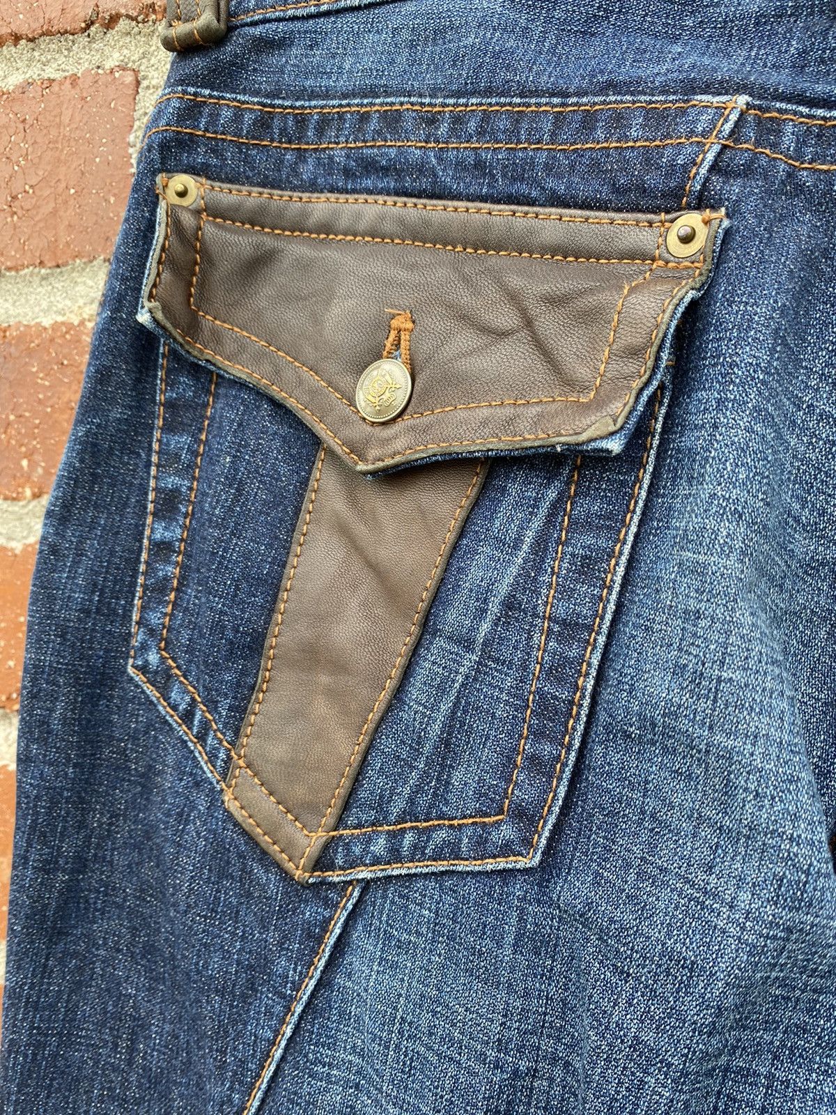 If Six Was Nine × Japanese Brand × Michel Klein Japanese Brand MK Homme Paris Extra Leather Flared Denim Size US 32 / EU 48 - 12 Thumbnail