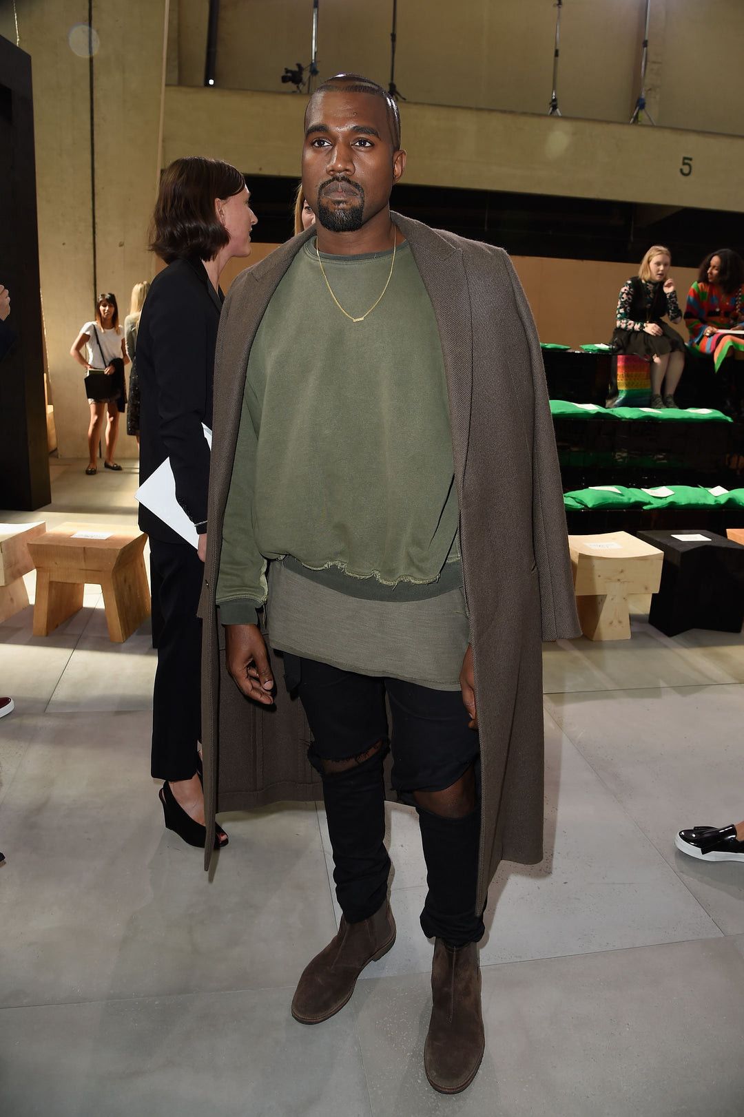 Haider Ackermann FW14 Distressed Double Layer Crewneck Khaki Green Size US L / EU 52-54 / 3 - 7 Thumbnail