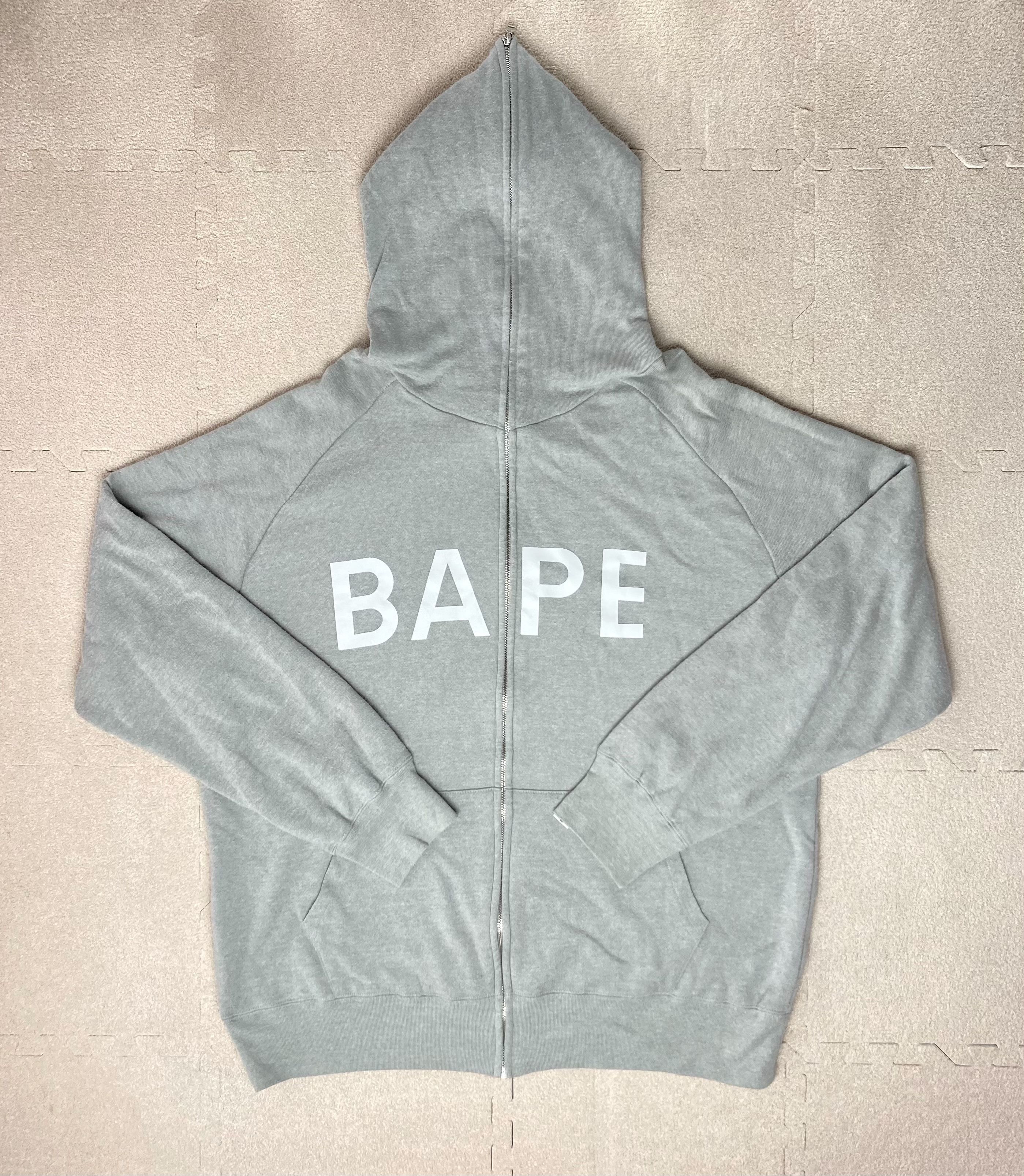 Bape Bape Gray Spell Out Logo Full Zip Hoodie VTG From Japan | Grailed