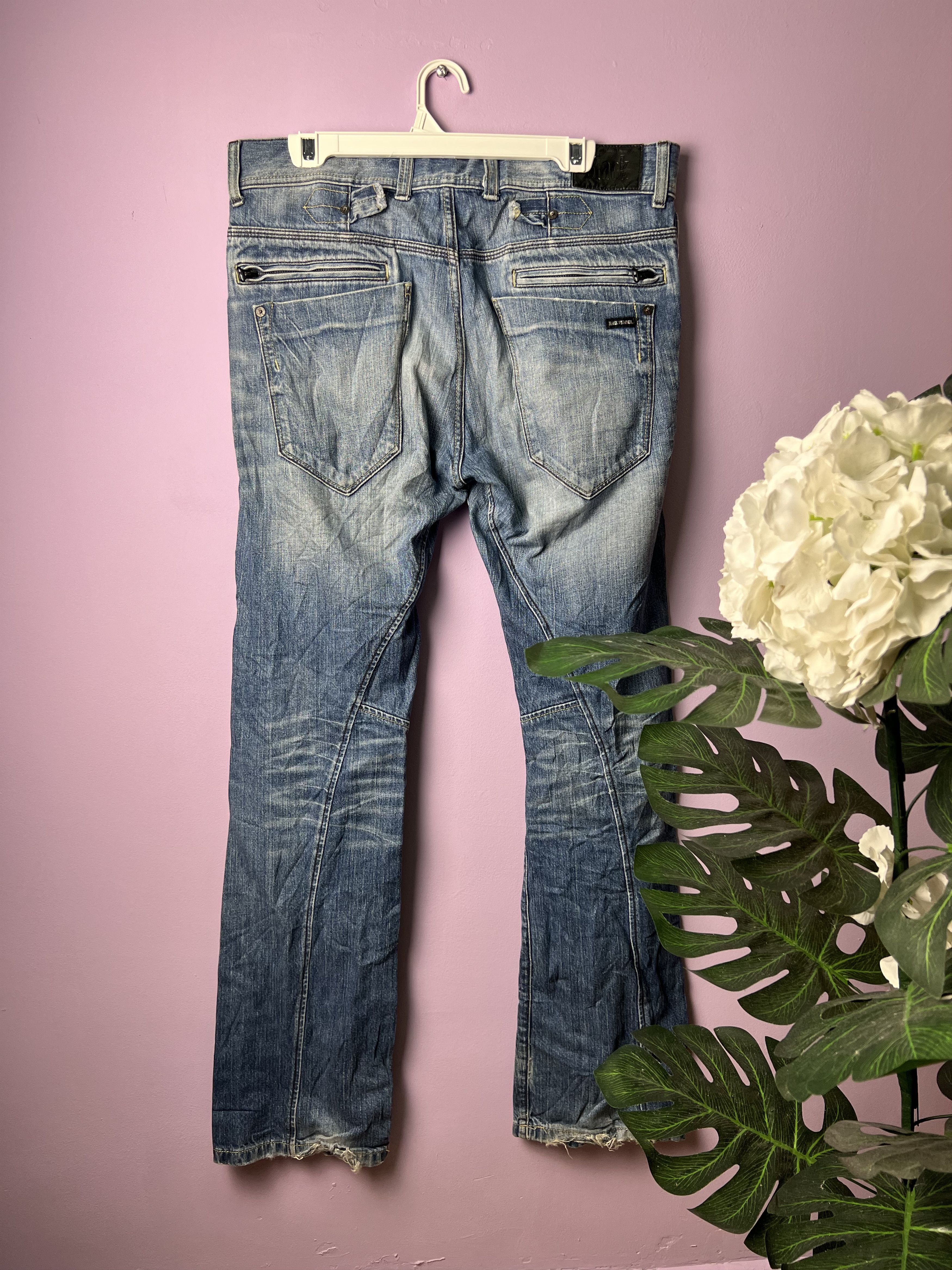 Japanese Brand 🔥Vintage Back Number Black Distressed Denim Size US 36 / EU 52 - 3 Thumbnail