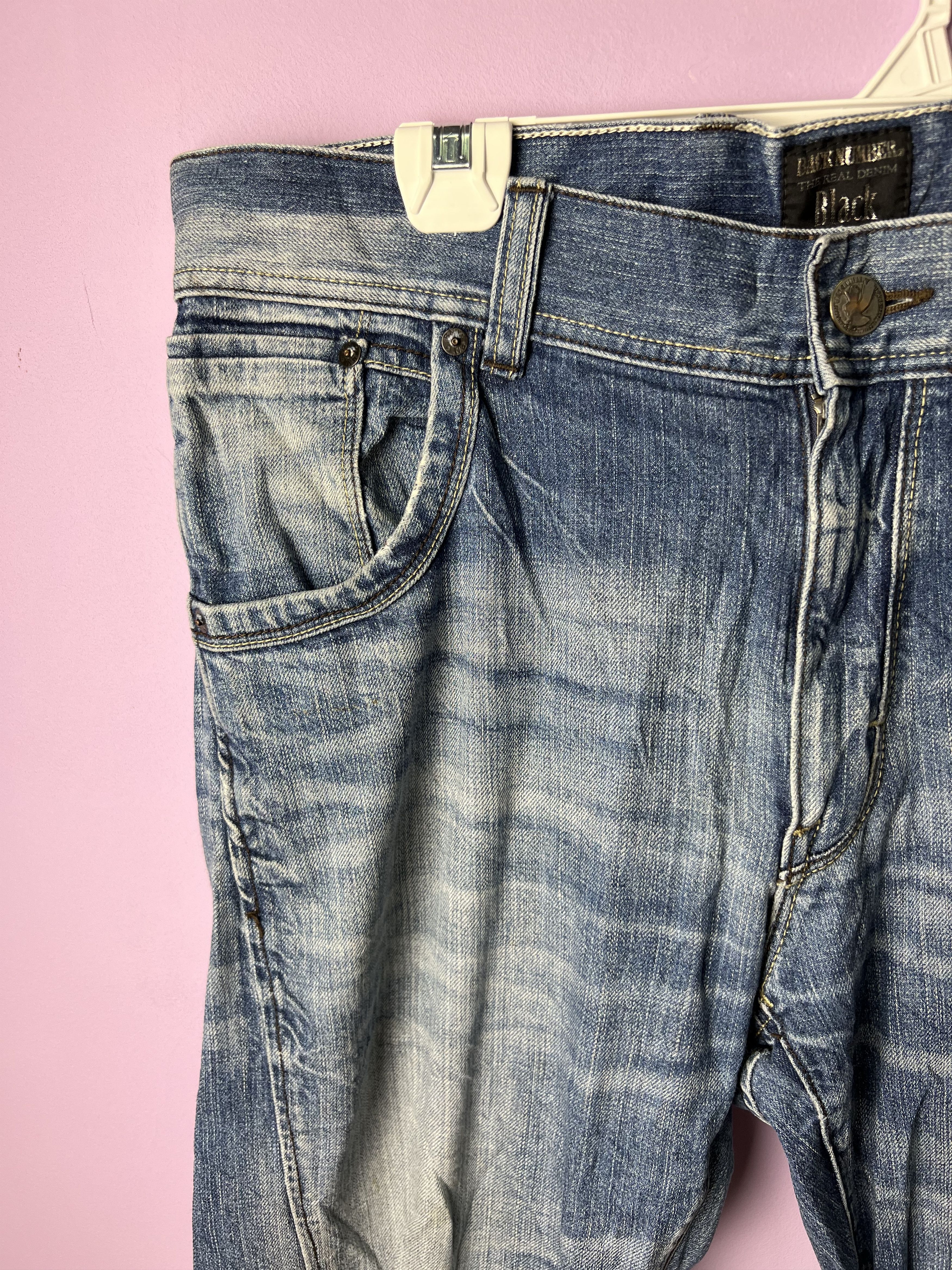 Japanese Brand 🔥Vintage Back Number Black Distressed Denim Size US 36 / EU 52 - 11 Thumbnail