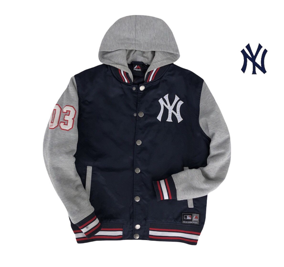 MLB MLB New York Yankees Hooded Varsity Jacket Size US M / EU 48-50 / 2 - 2 Thumbnail