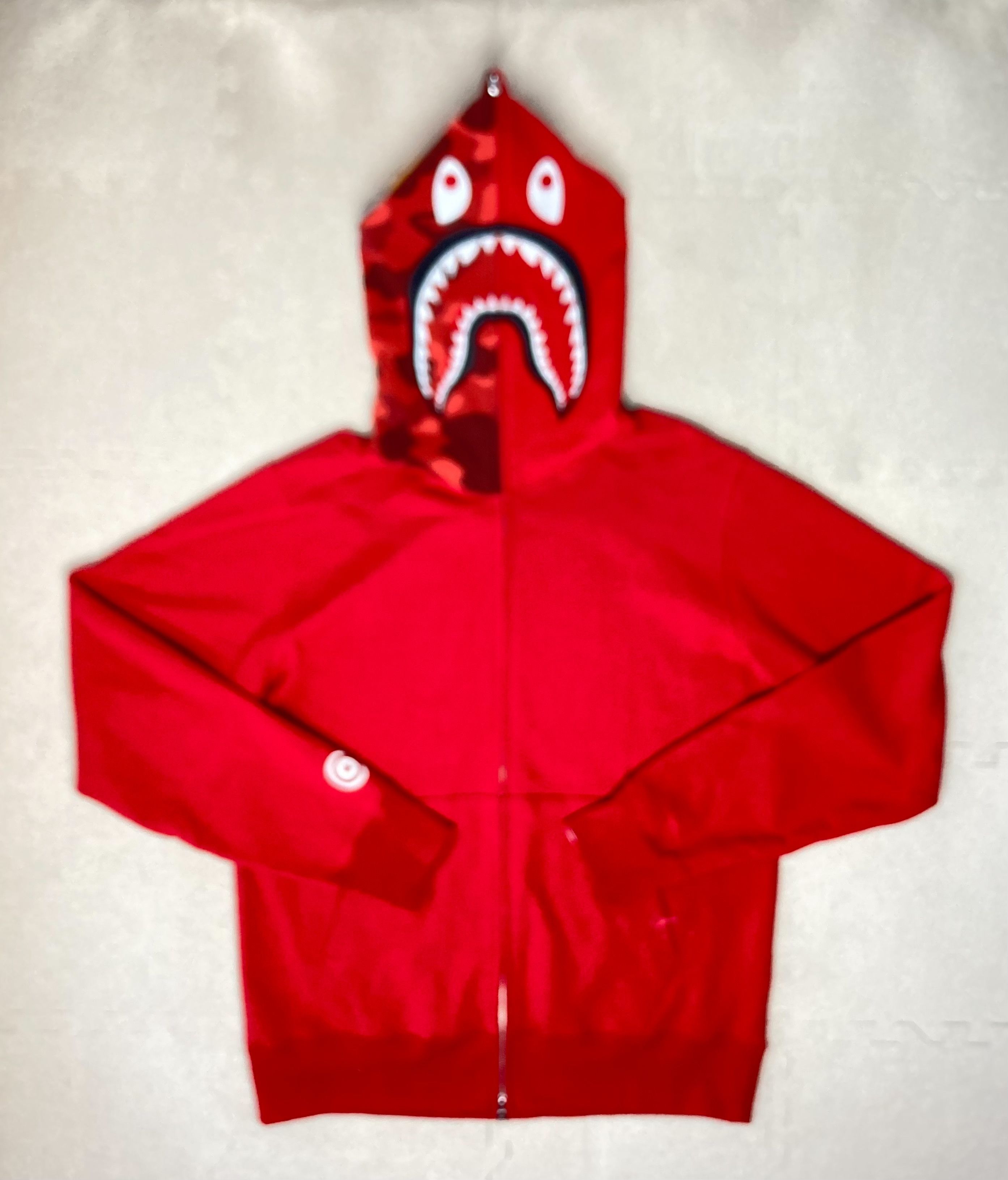 Red camo shark hoodie deals