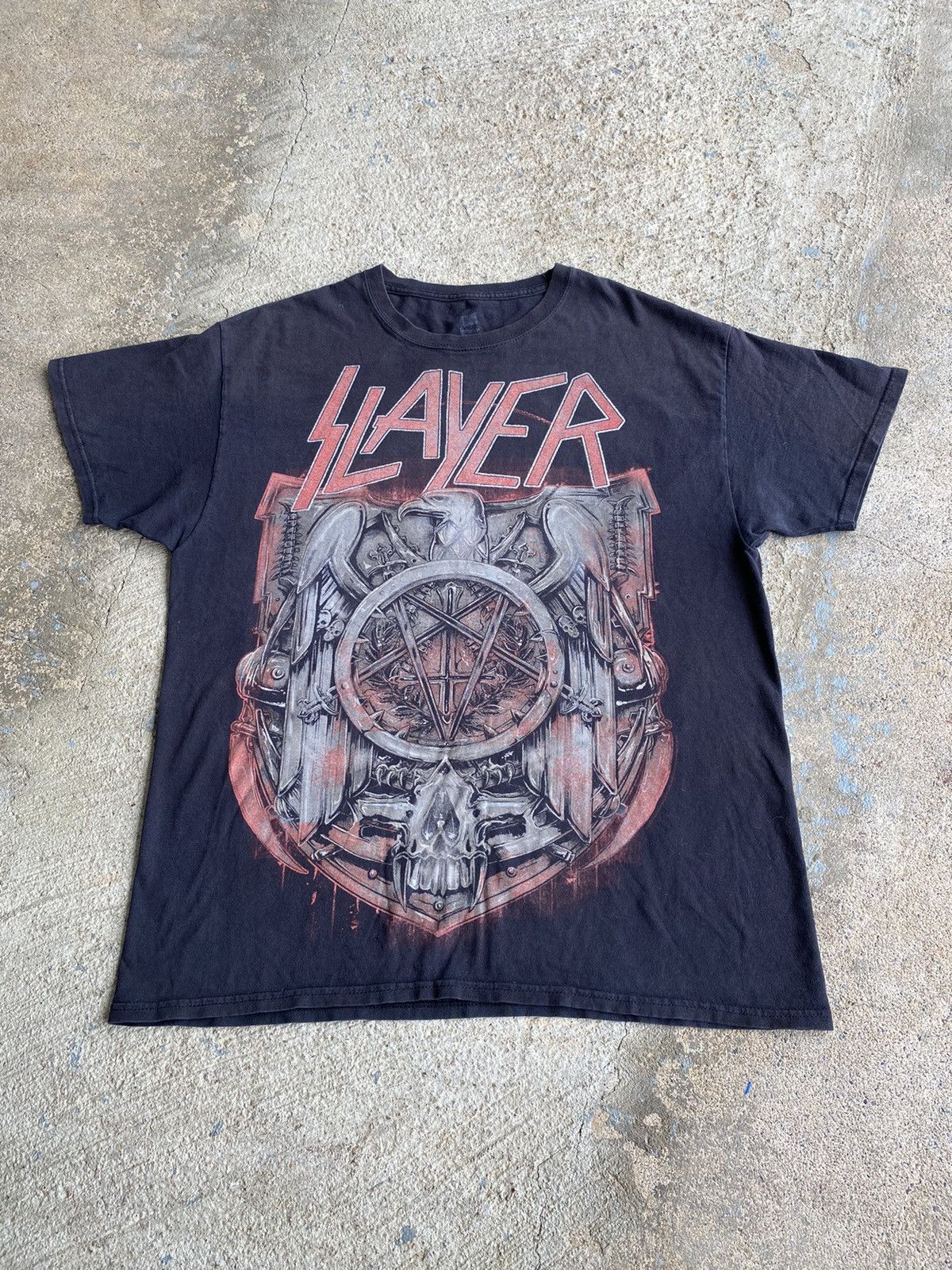 Band Tees × Vintage Vintage Style Slayer Double Sided Faded Distressed Shirt Size US M / EU 48-50 / 2 - 1 Thumbnail