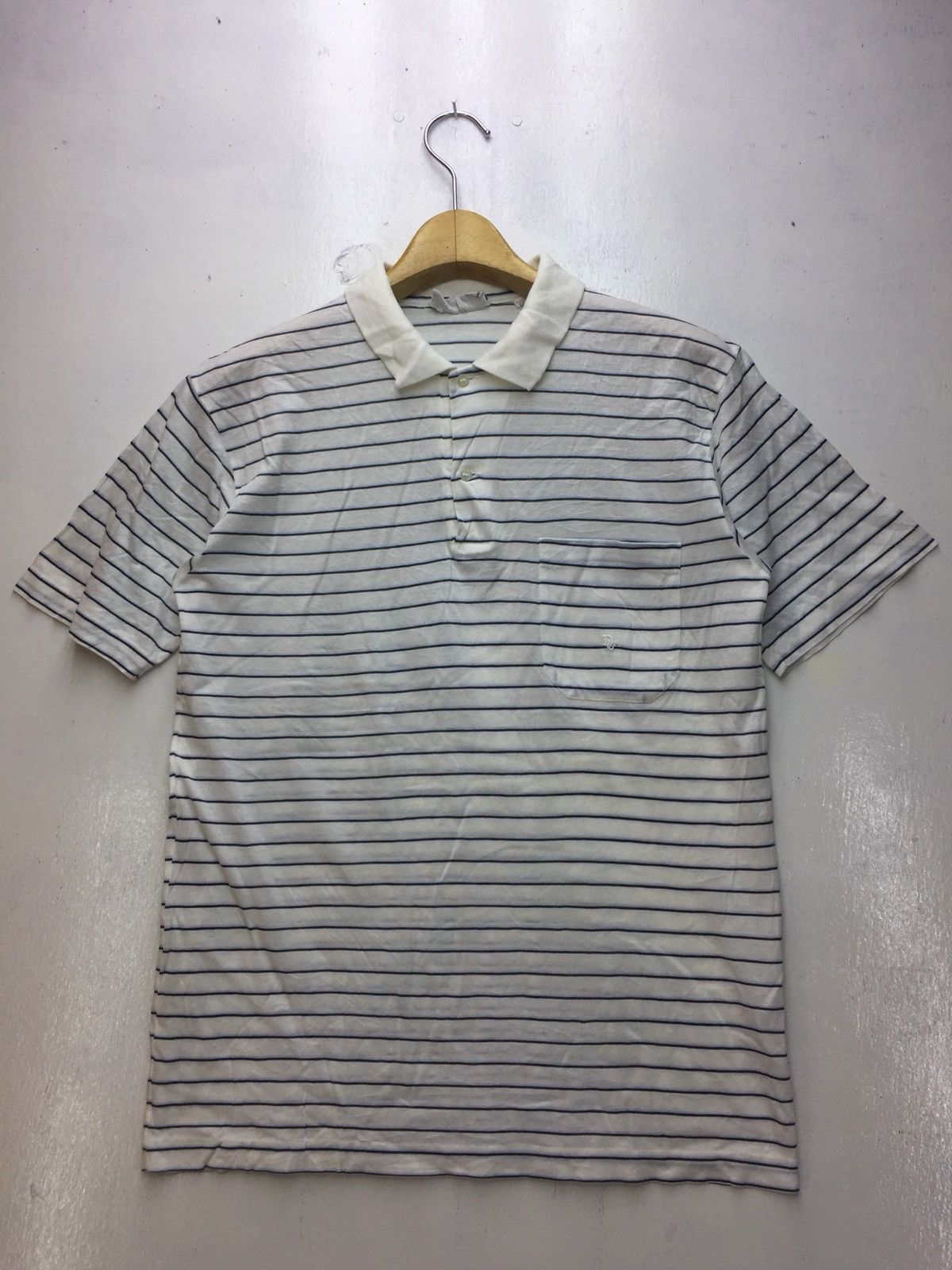 image of Christian Dior Monsieur x Vintage Christian Dior Polo Stripe Shirt in White, Men's (Size Small)