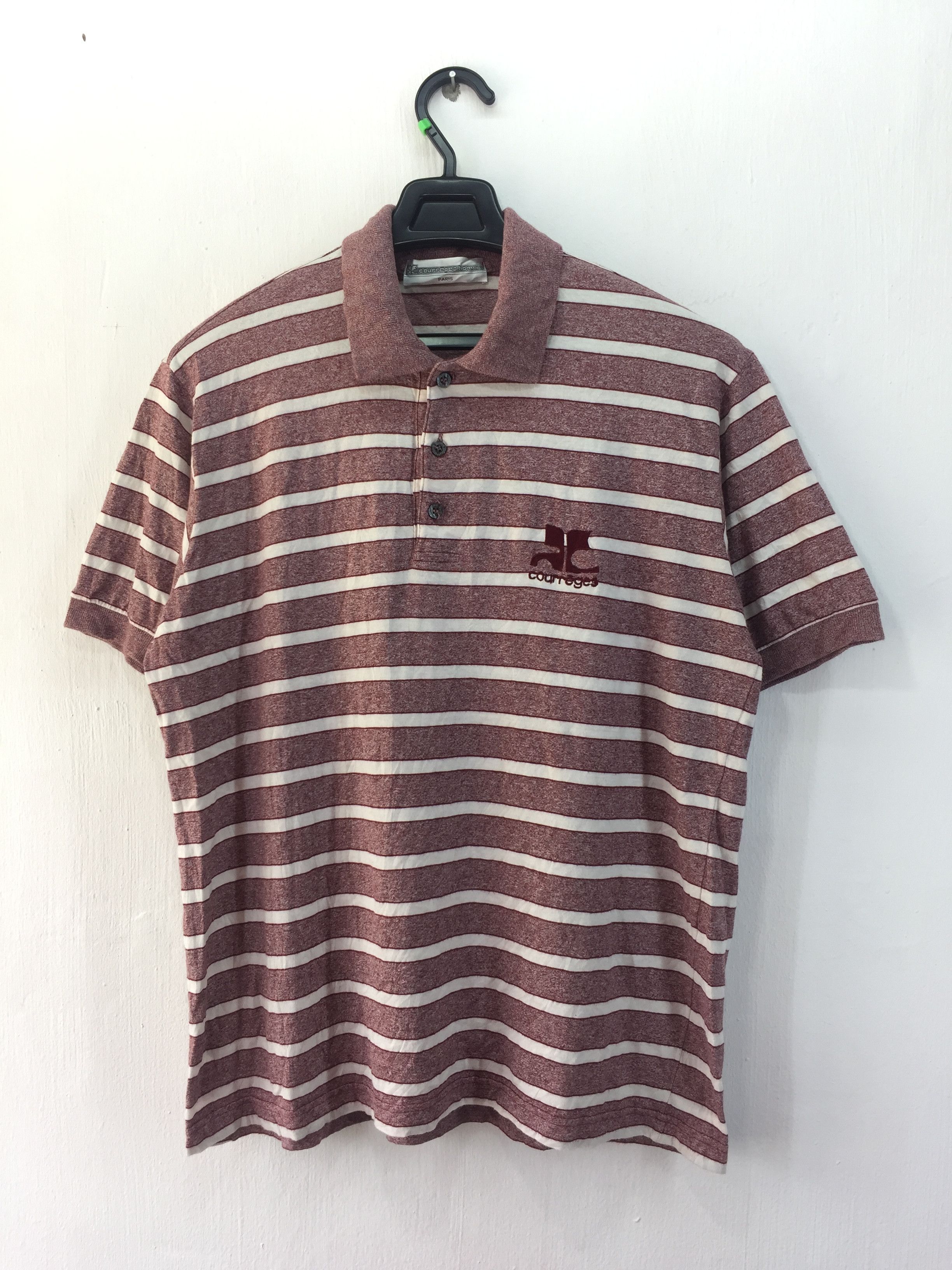 Courreges VINTAGE COURREGES HOMME PARIS POLO STRIPE SHIRT Size US L / EU 52-54 / 3 - 1 Thumbnail