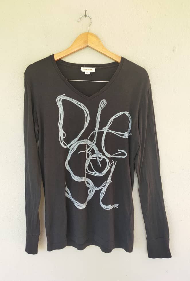 image of Diesel Long Sleeve T in Black, Men's (Size Small)