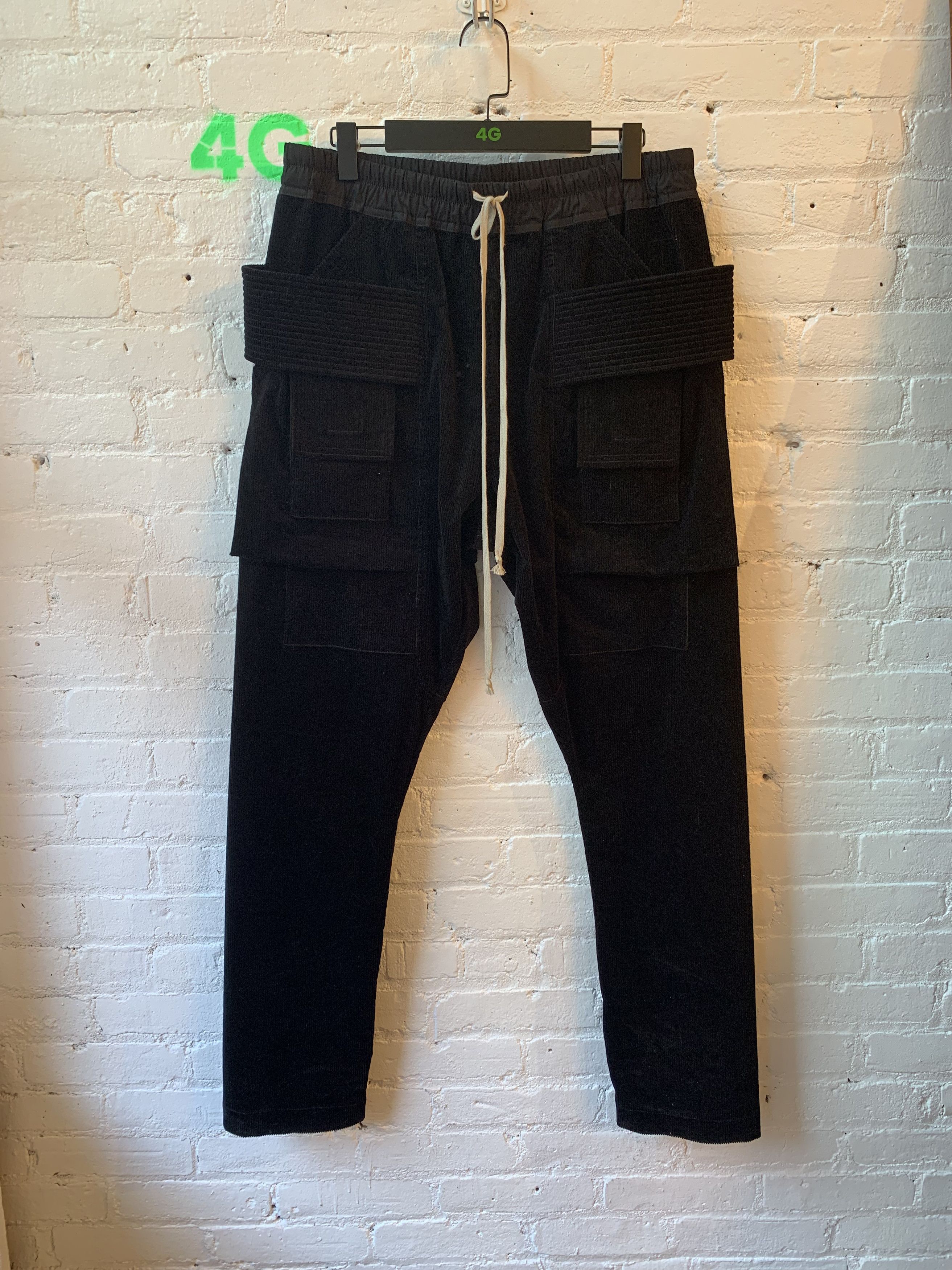 image of Rick Owens 2022 Rick Curduroy Creatch No Drop Crotch Pants 4Gseller in Black, Men's (Size 34)