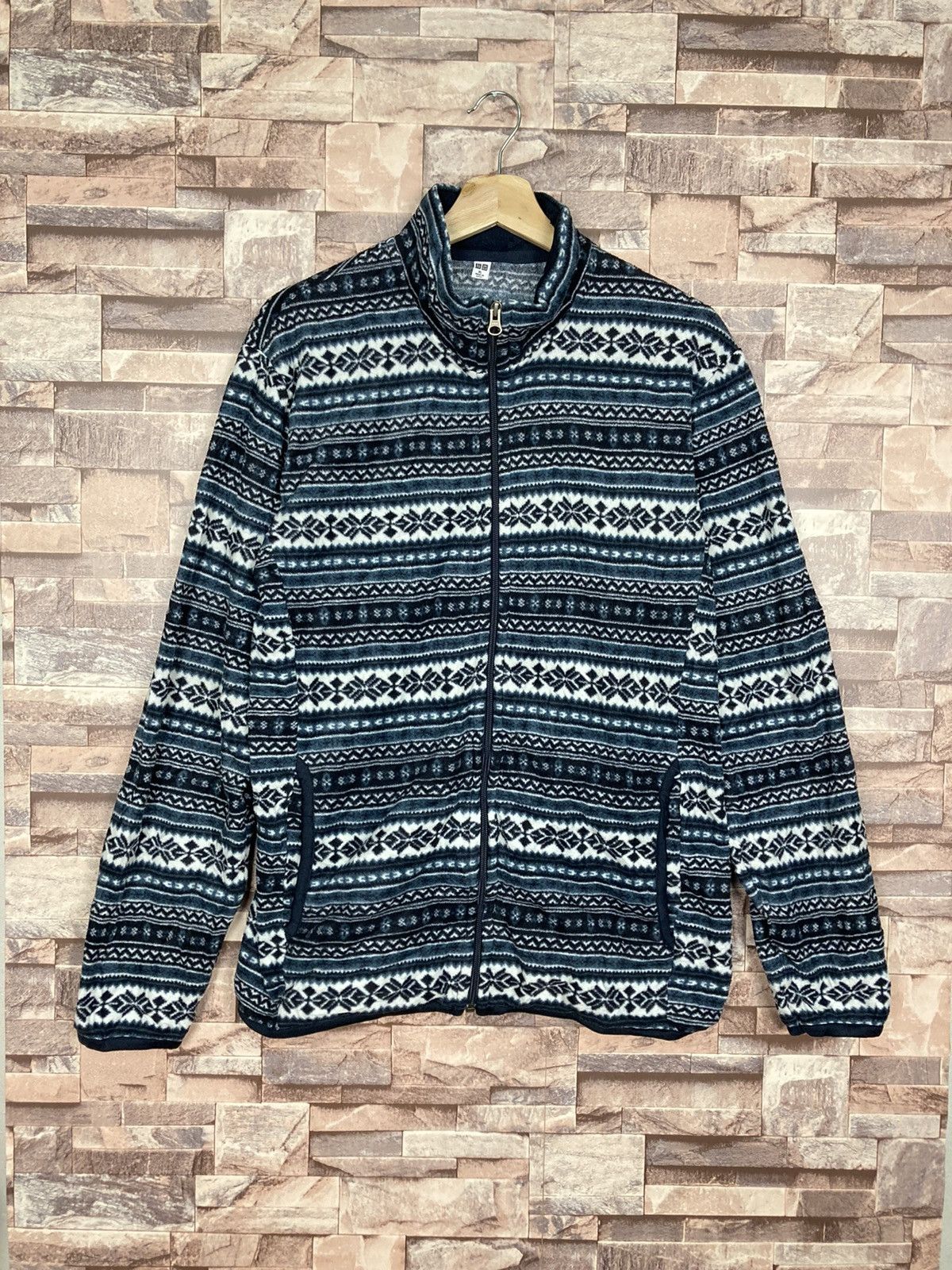 Japanese Brand Uniqlo Fleece Zipper Up #19-3 Size US XL / EU 56 / 4 - 1 Thumbnail