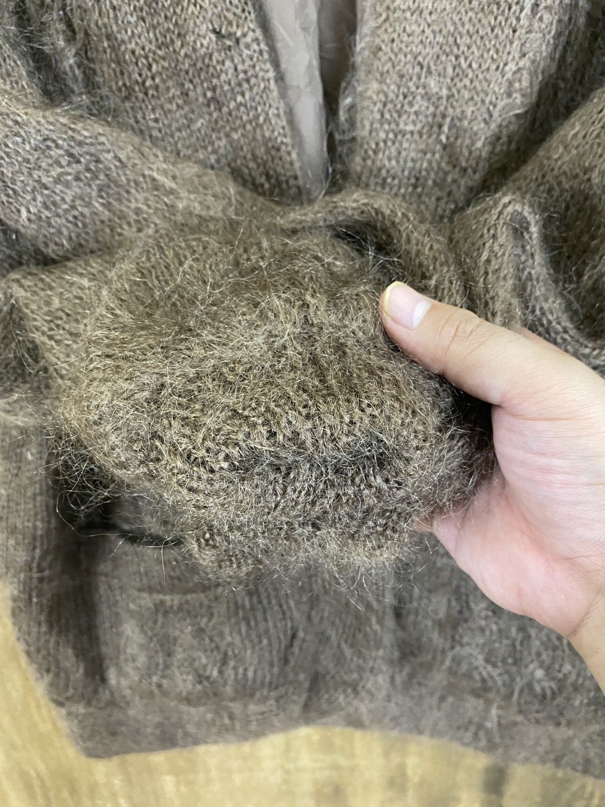 Homespun Knitwear DTL Japan mohair knitwear Brown Cardigan fur #A459 Size US L / EU 52-54 / 3 - 5 Thumbnail