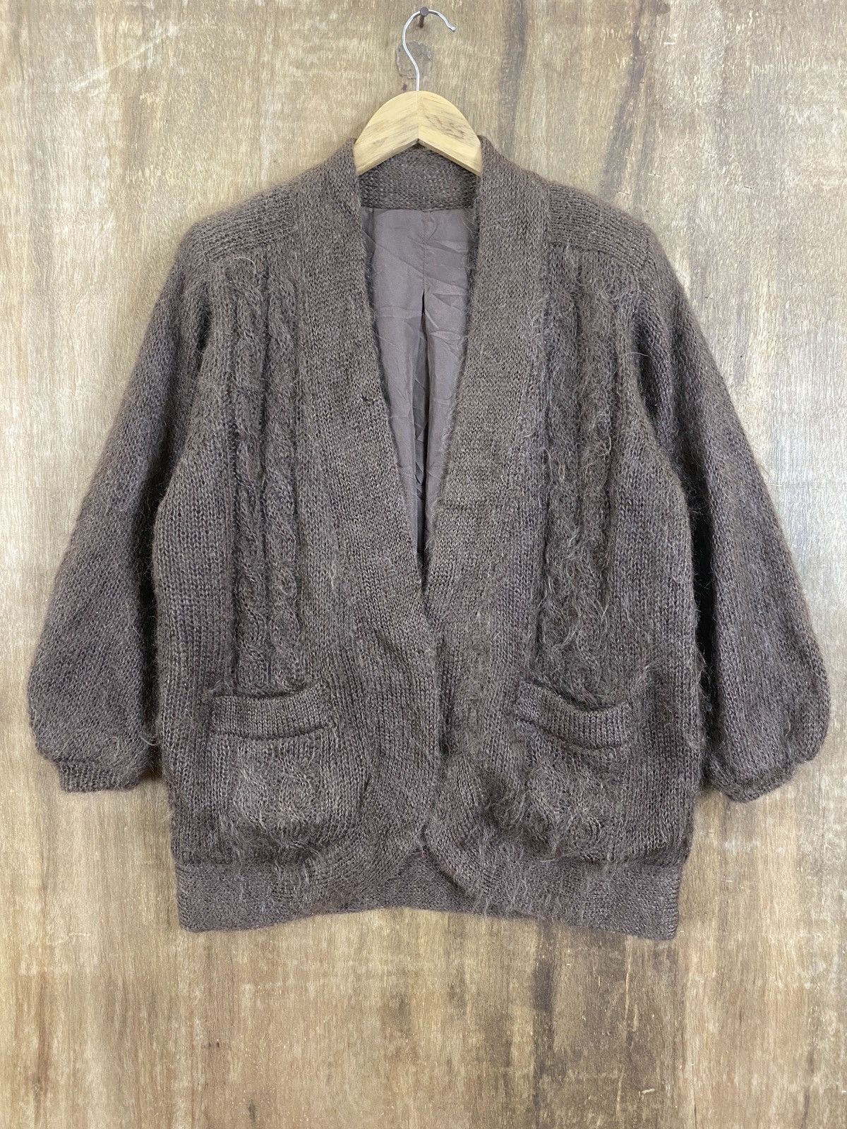 Homespun Knitwear DTL Japan mohair knitwear Brown Cardigan fur #A459 Size US L / EU 52-54 / 3 - 1 Thumbnail