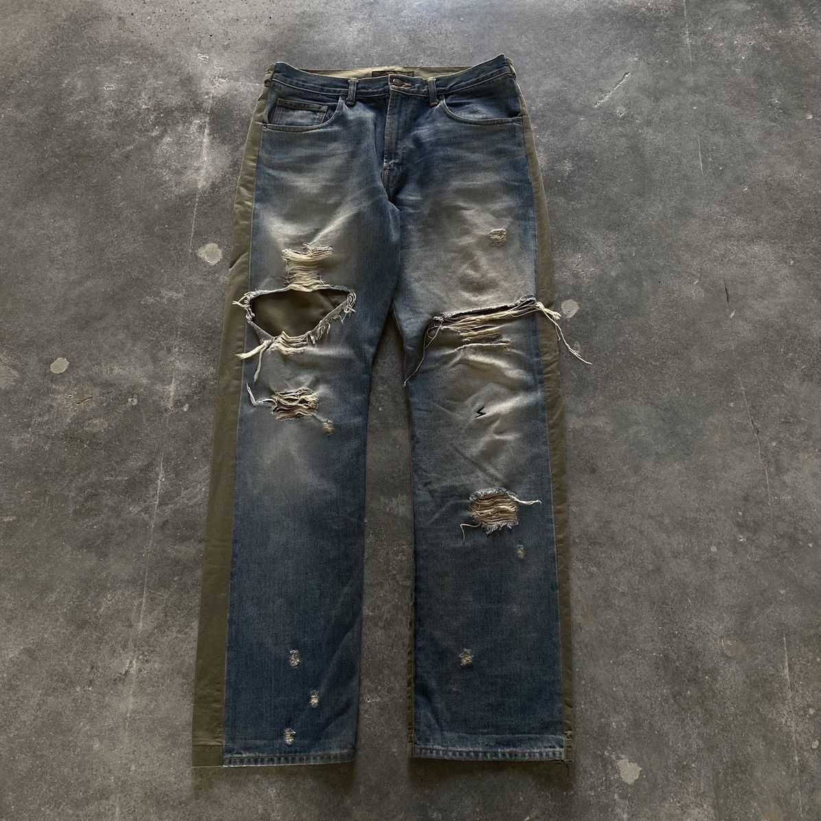 image of Undercover Ss06 “T” Hybrid Cargo Denim in Blue/Green, Men's (Size 34)