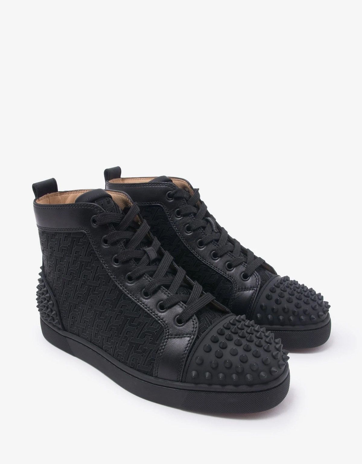 image of Christian Louboutin Lou Spikes 2 Black Cl Logo High Top Trainers Shoes, Men's (Size 12)