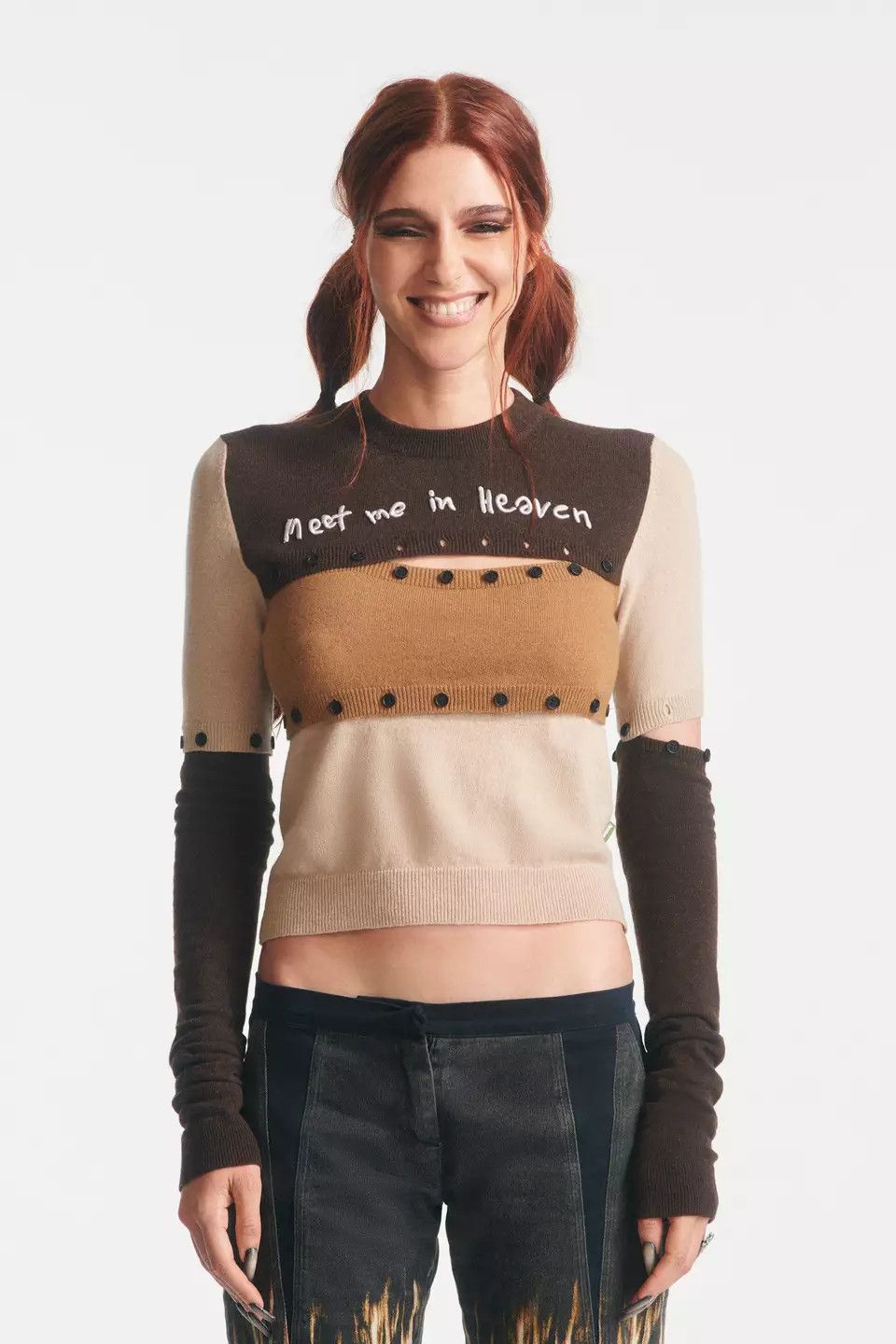 Heaven by Marc Jacobs Heaven Button-Off Colorblock Knit Sweater Marc Jacobs Brown Size XL / US 12-14 / IT 48-50 - 5 Thumbnail