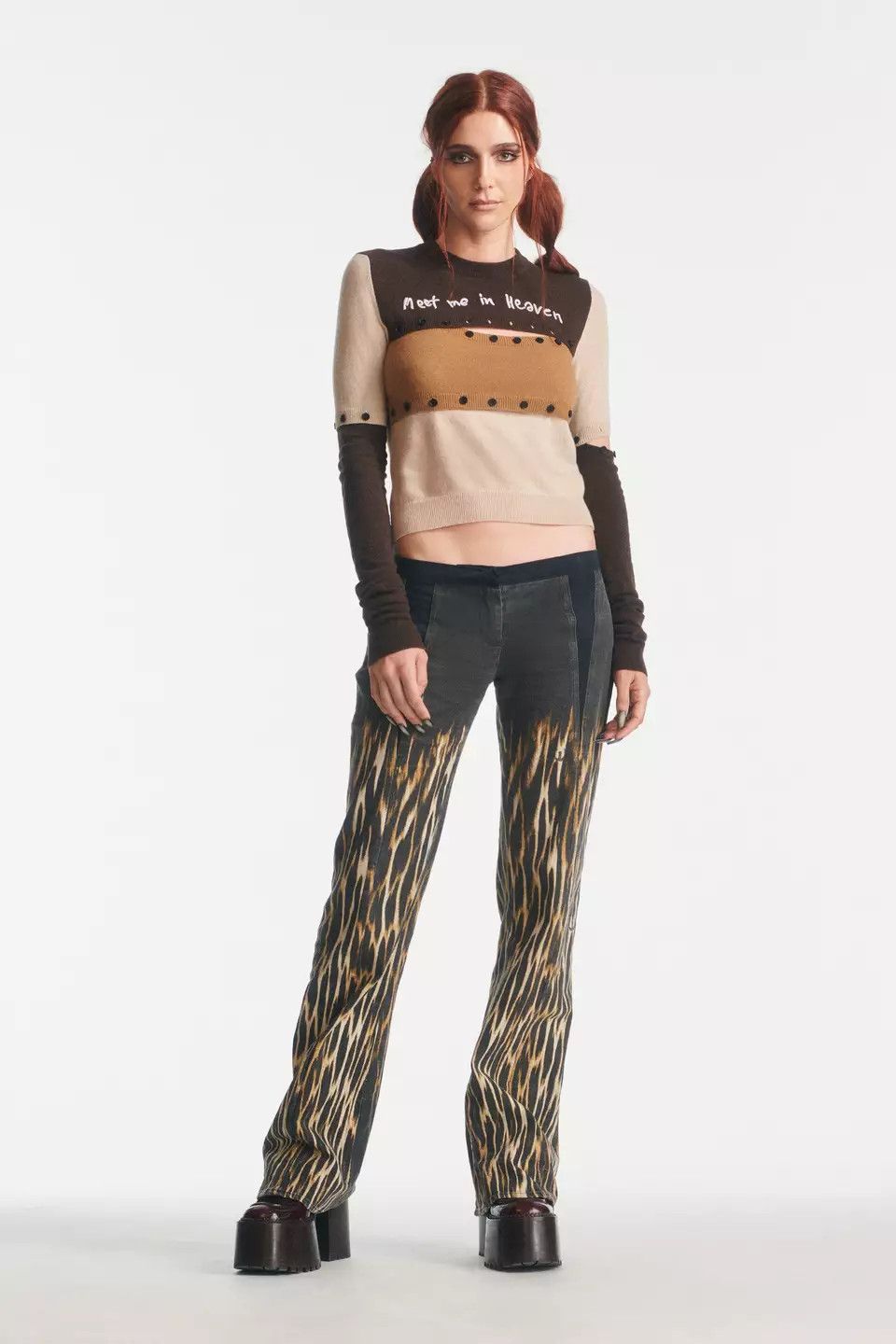 Heaven by Marc Jacobs Heaven Button-Off Colorblock Knit Sweater Marc Jacobs Brown Size XL / US 12-14 / IT 48-50 - 6 Thumbnail