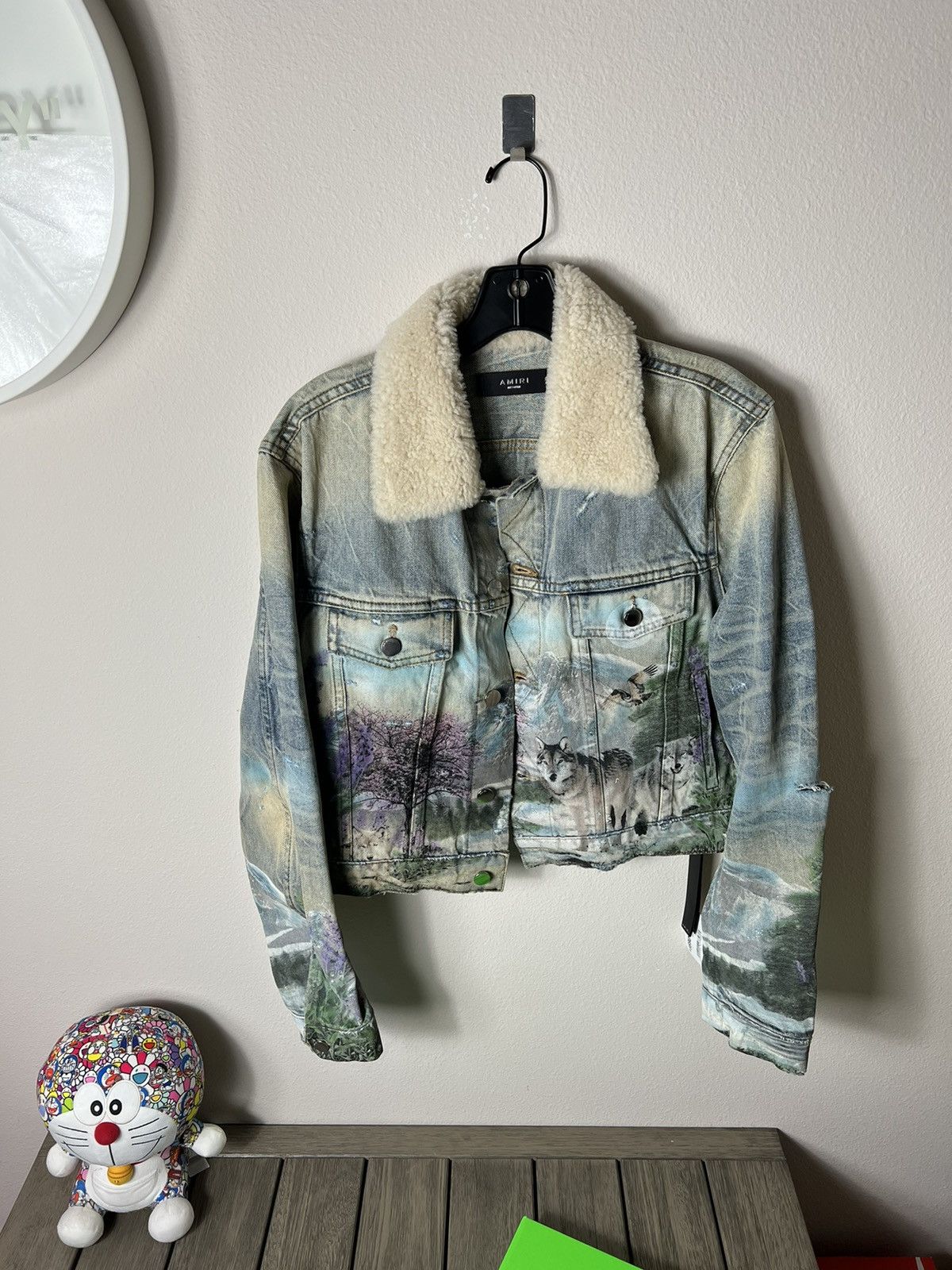 Amiri Amiri 19FW Shearling Collar Wolves Denim Trucker Jacket Size M / US 6-8 / IT 42-44 - 1 Thumbnail