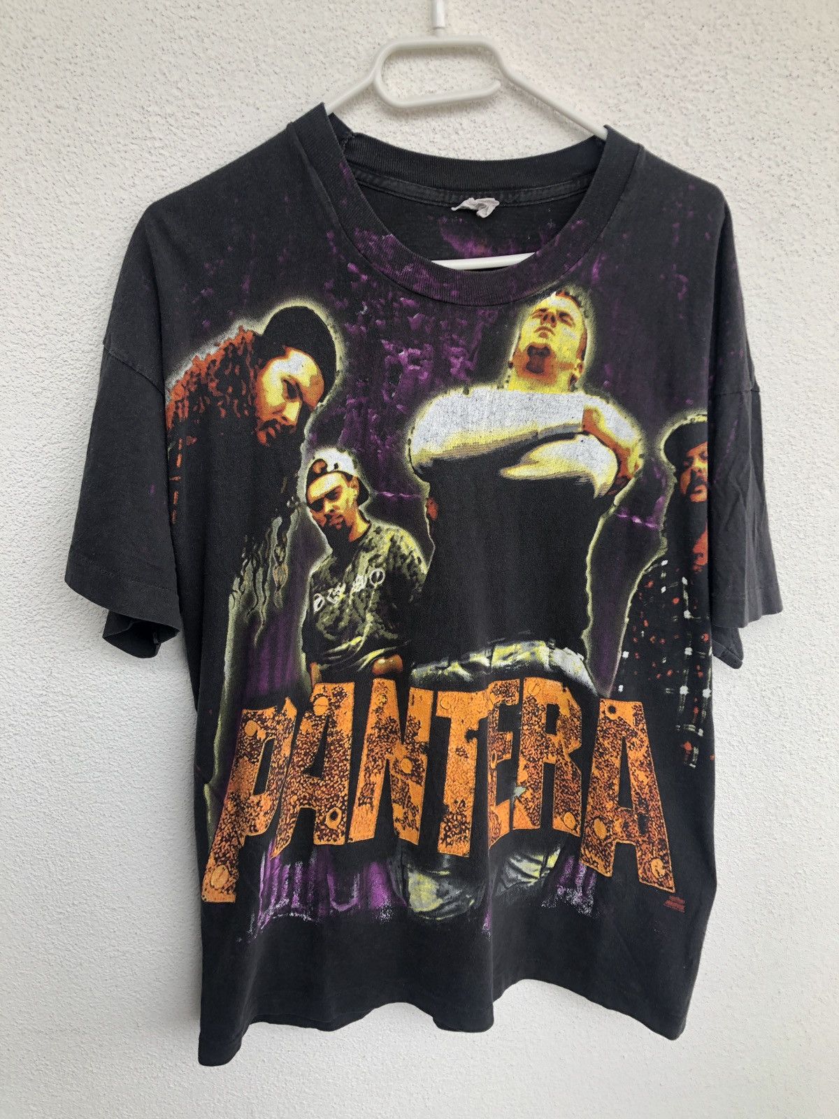 image of Band Tees x Vintage Pantera 1994 Vintage Single Stitch Full Print Tshirt in Black, Men's (Size XL)