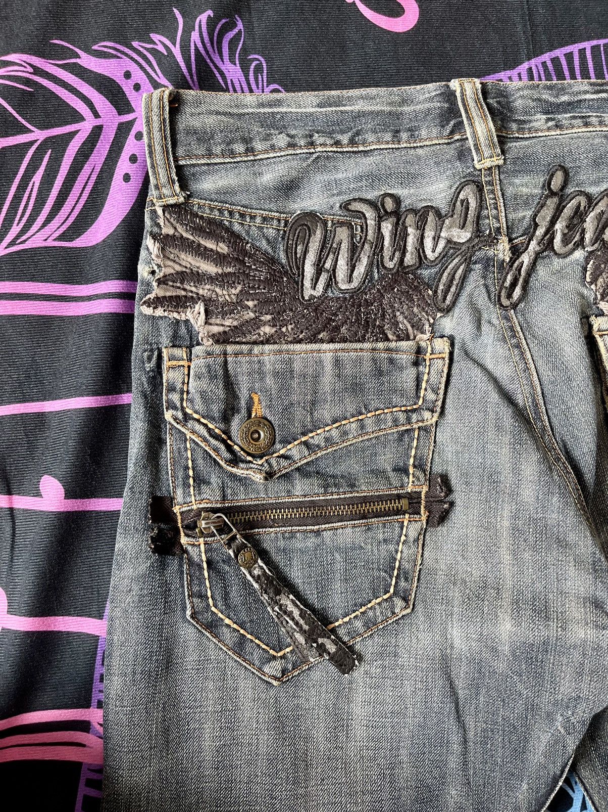 Japanese Brand × Vintage VINTAGE DISTRESSED WING JEANS ANTI LABEL JEANS SIZE 32X34 Size US 32 / EU 48 - 11 Thumbnail