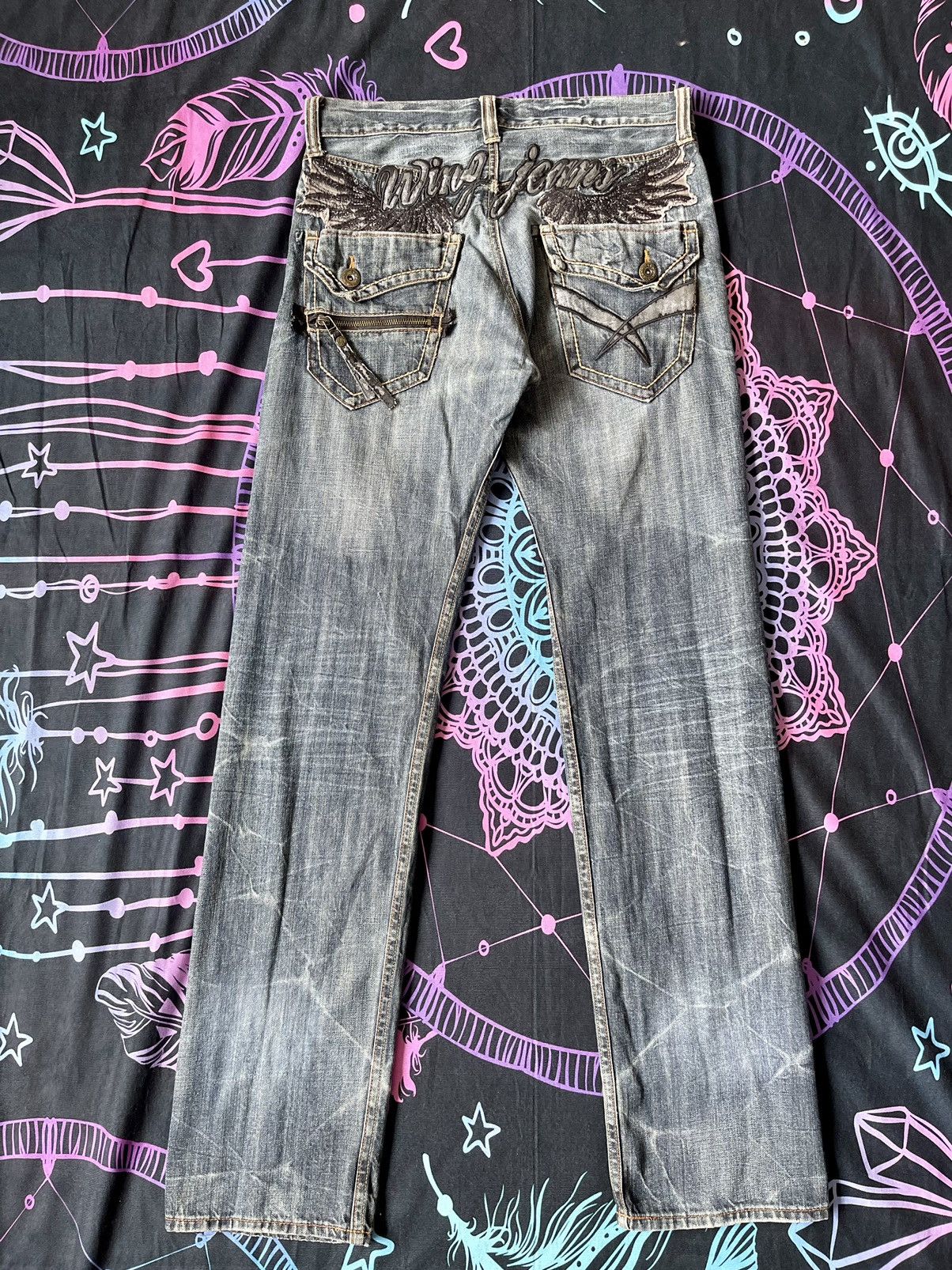 Japanese Brand × Vintage VINTAGE DISTRESSED WING JEANS ANTI LABEL JEANS SIZE 32X34 Size US 32 / EU 48 - 8 Thumbnail
