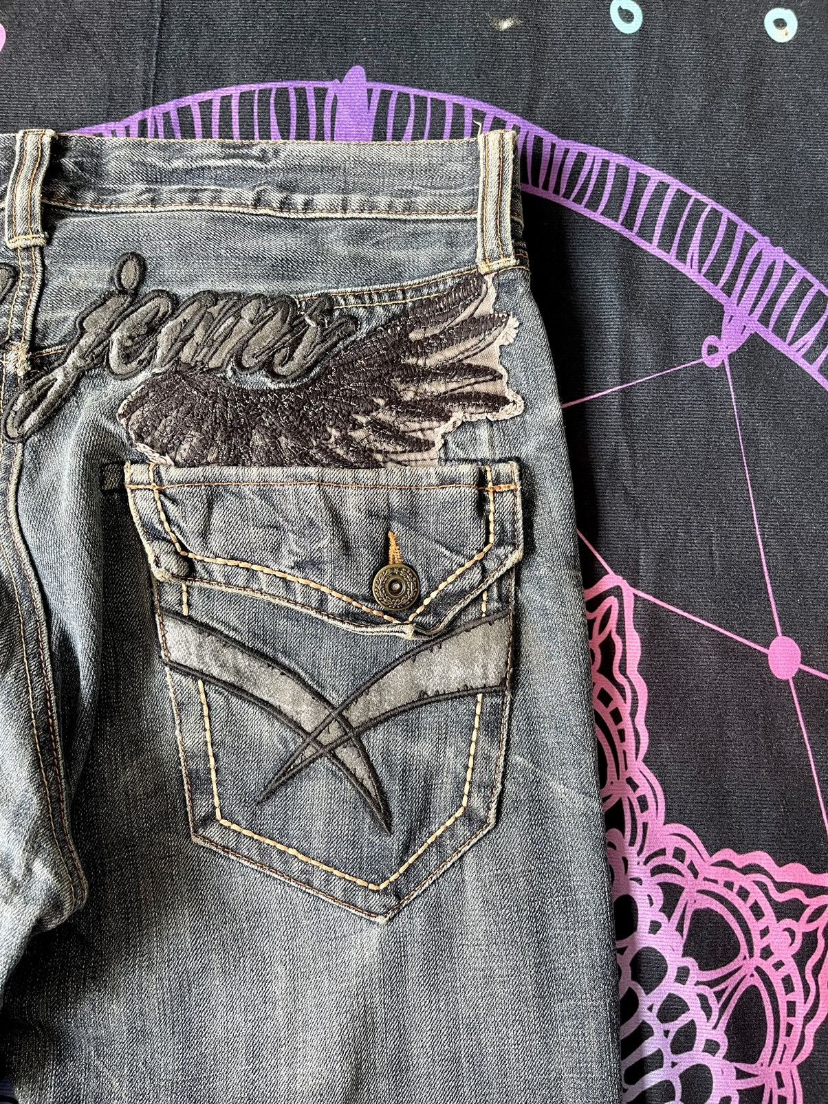 Japanese Brand × Vintage VINTAGE DISTRESSED WING JEANS ANTI LABEL JEANS SIZE 32X34 Size US 32 / EU 48 - 12 Thumbnail