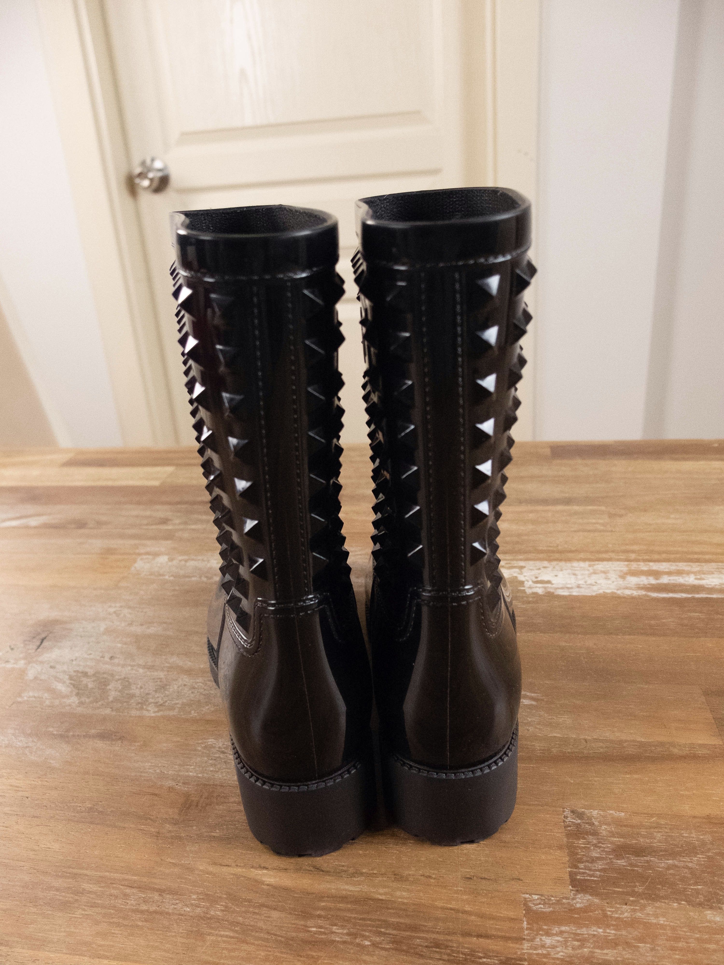 Valentino VALENTINO Rockstud black rubber PVC waterproof boots 6 36 Size US 6 / IT 36 - 8 Thumbnail