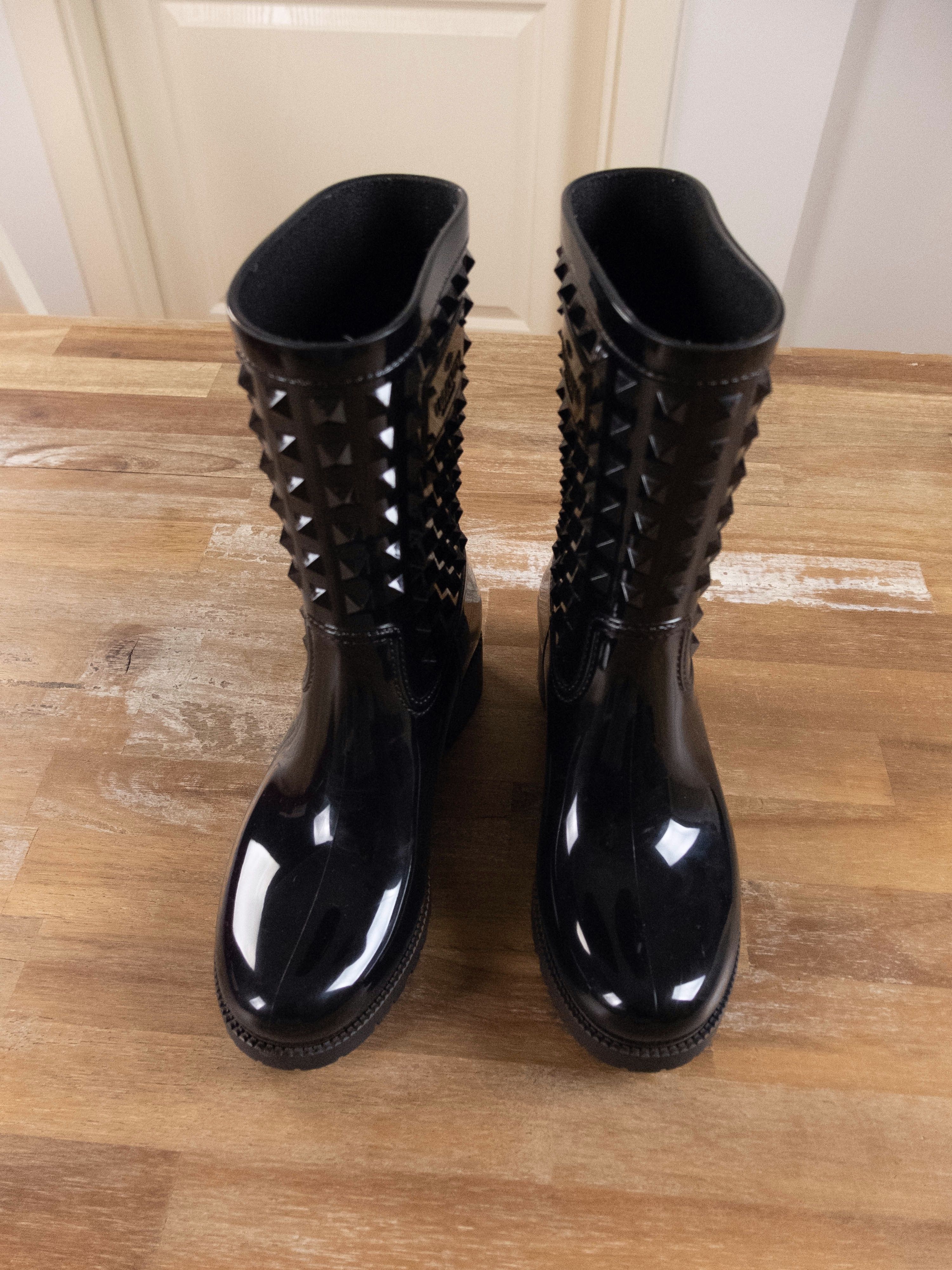 Valentino VALENTINO Rockstud black rubber PVC waterproof boots 6 36 Size US 6 / IT 36 - 4 Thumbnail