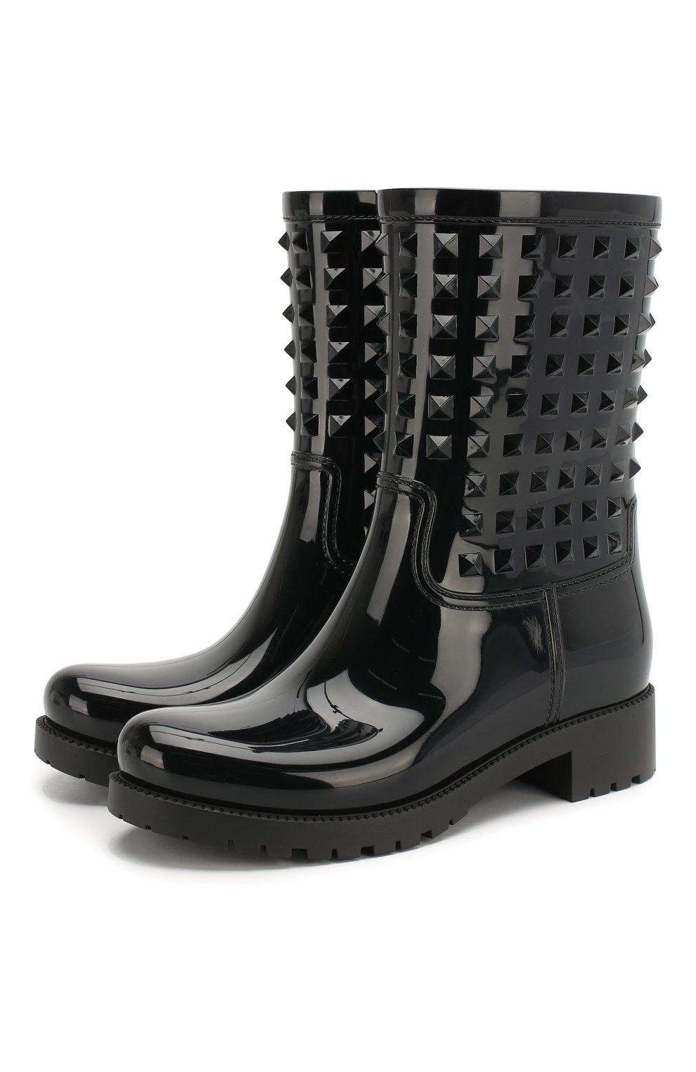 Valentino VALENTINO Rockstud black rubber PVC waterproof boots 6 36 Size US 6 / IT 36 - 1 Thumbnail