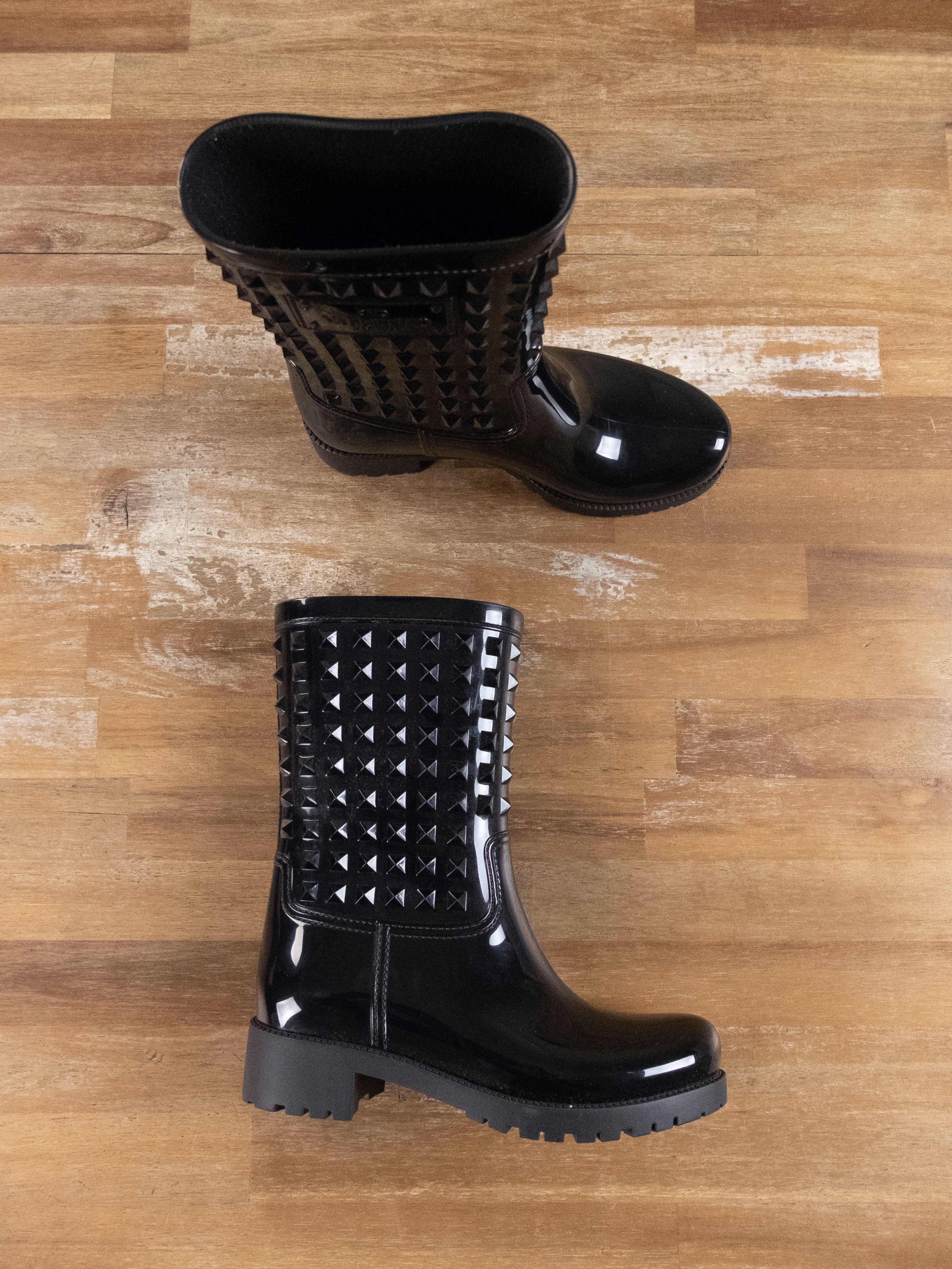 Valentino VALENTINO Rockstud black rubber PVC waterproof boots 6 36 Size US 6 / IT 36 - 3 Thumbnail