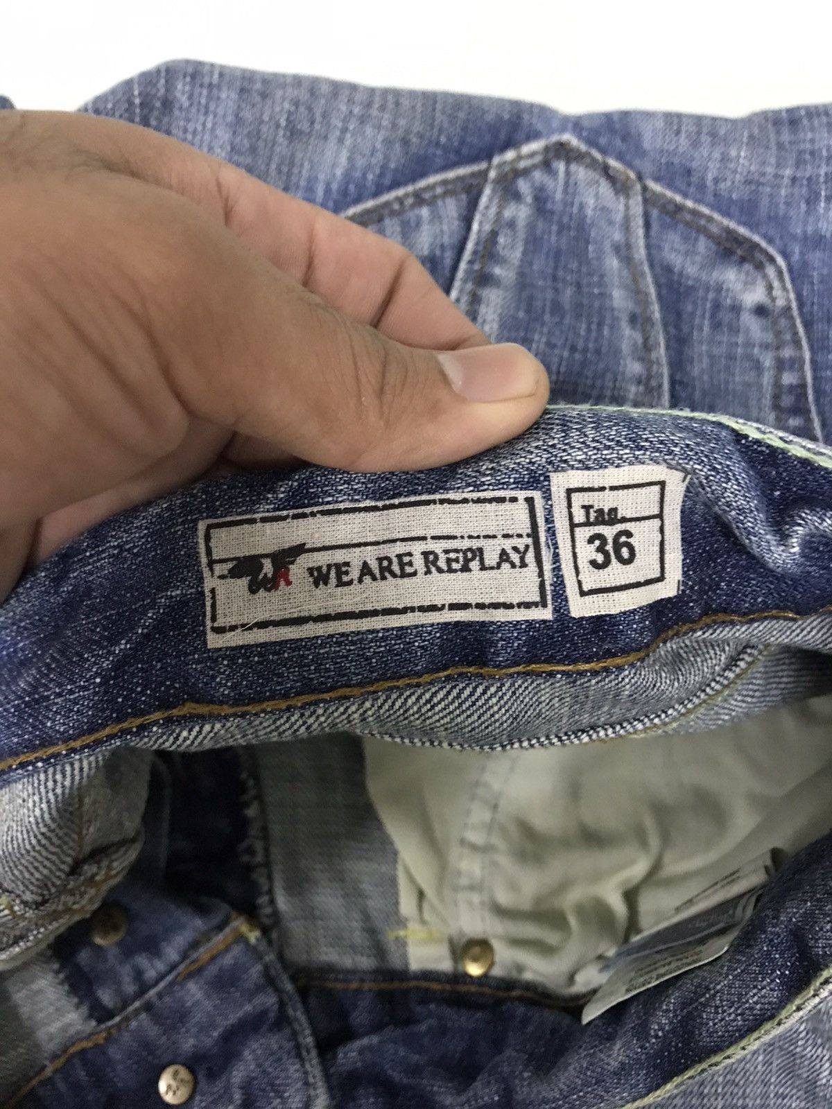 Japanese Brand Vintage 90s Weare Replay Flare Distressed Jeans Size US 36 / EU 52 - 13 Thumbnail