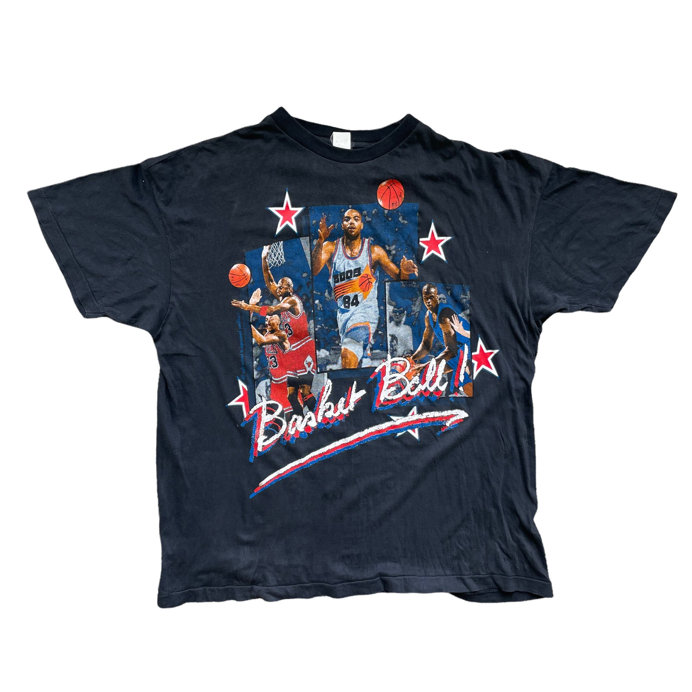 image of Vintage Nba Jordan Pippen Shaq Barkley Bootleg T-Shirt in Black, Men's (Size XL)